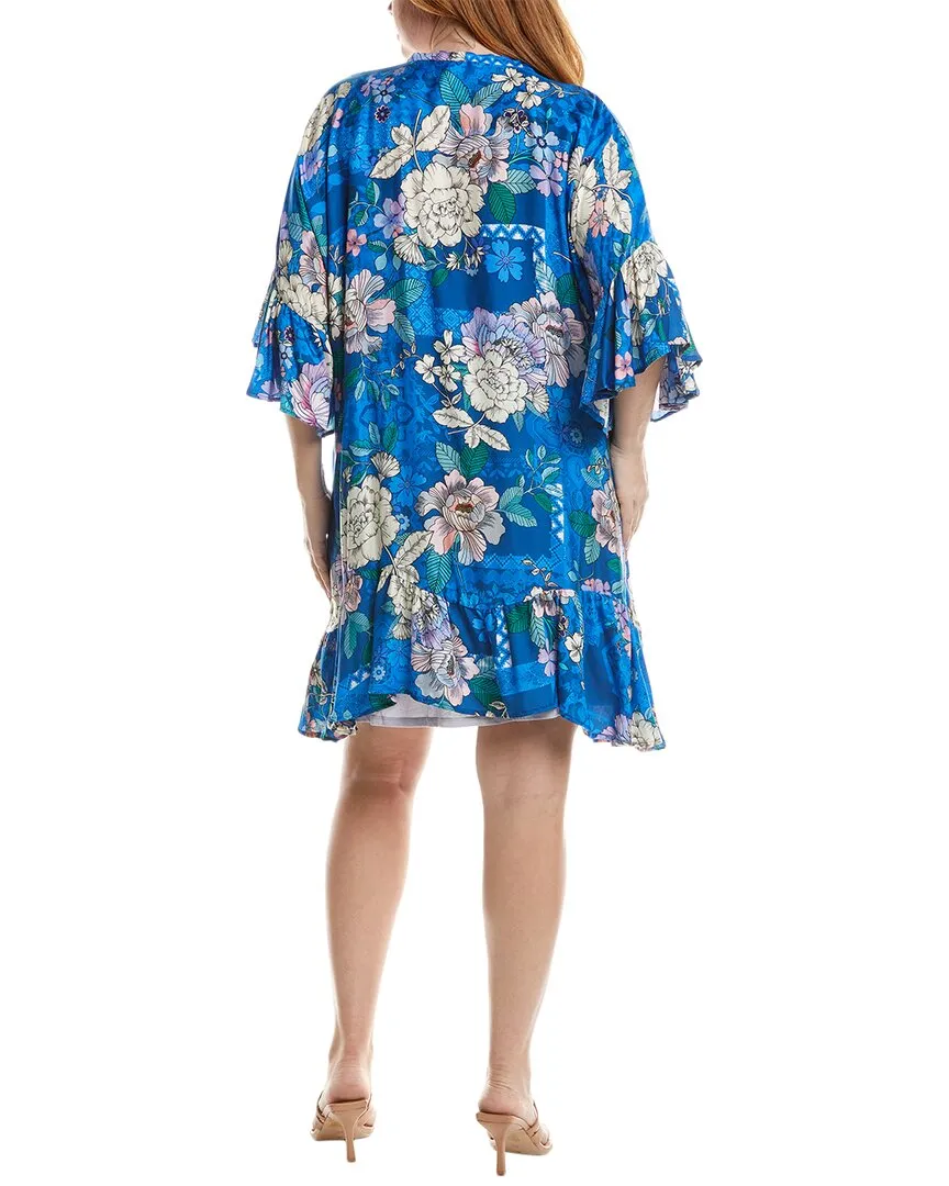 Johnny Was Plus Kimono à Volants Bleu Colombe