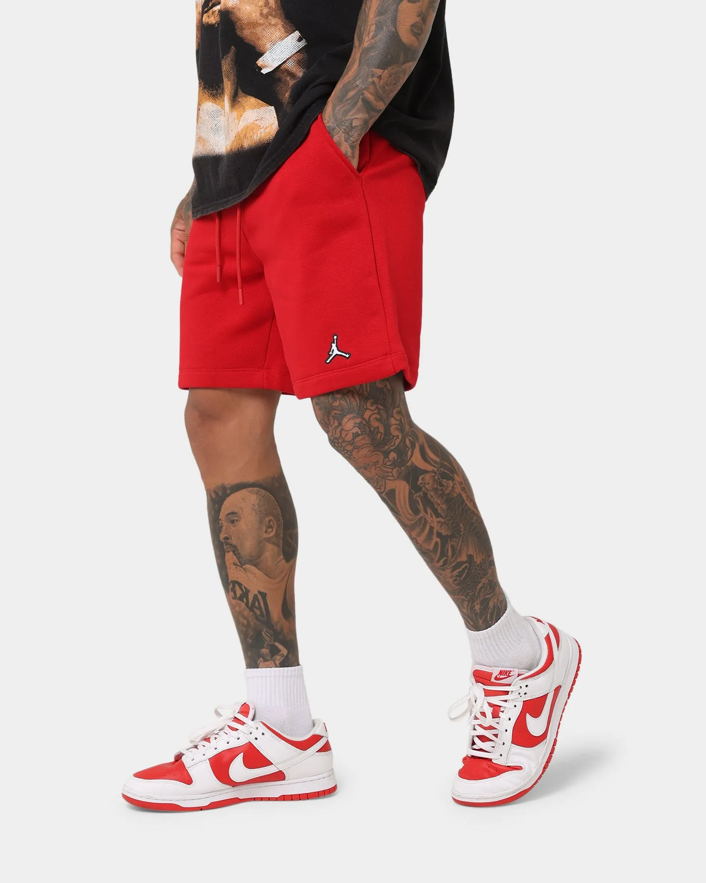 Jordan Essential Shorts en polaire Blanc/Rouge sport