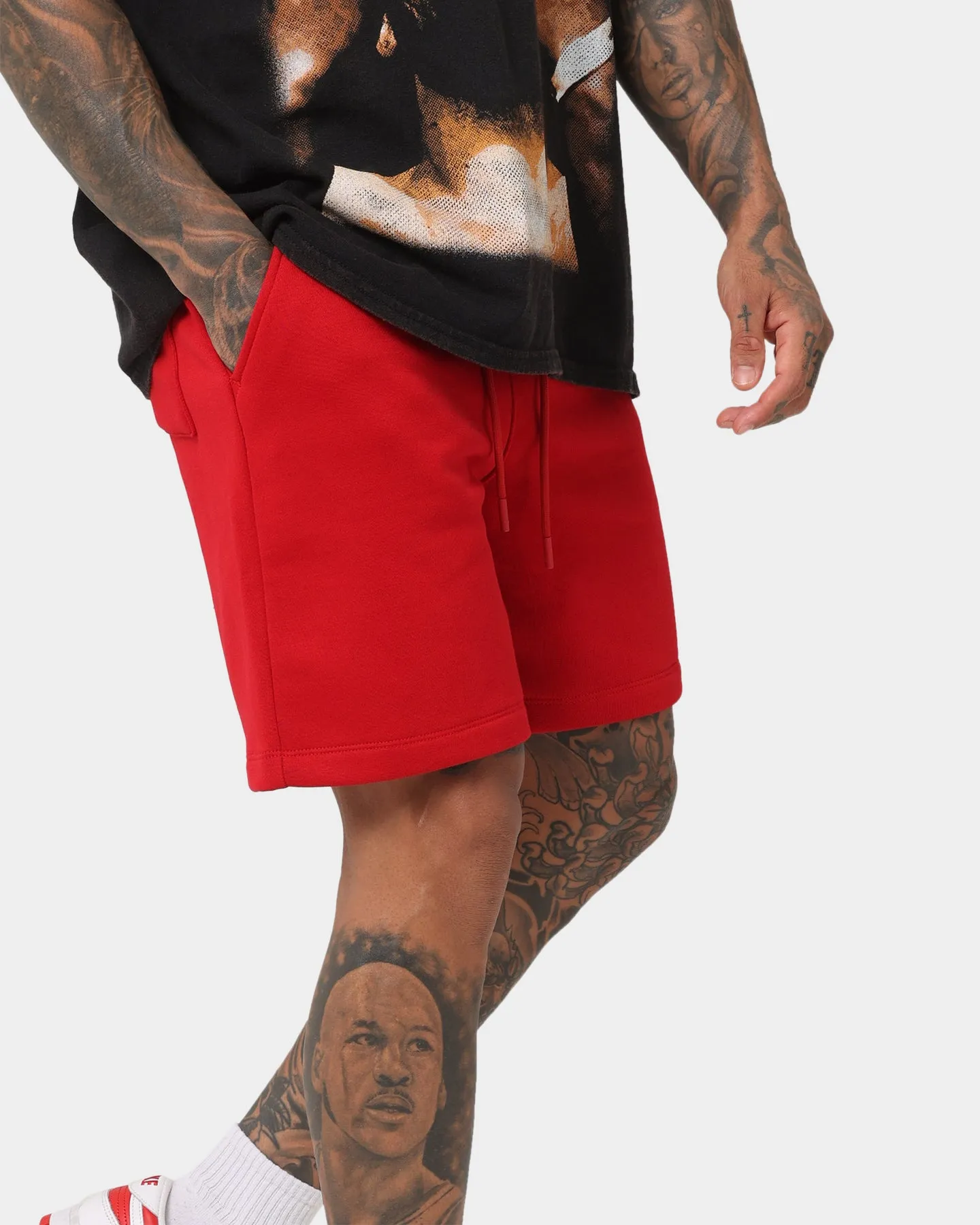 Jordan Essential Shorts en polaire Blanc/Rouge sport