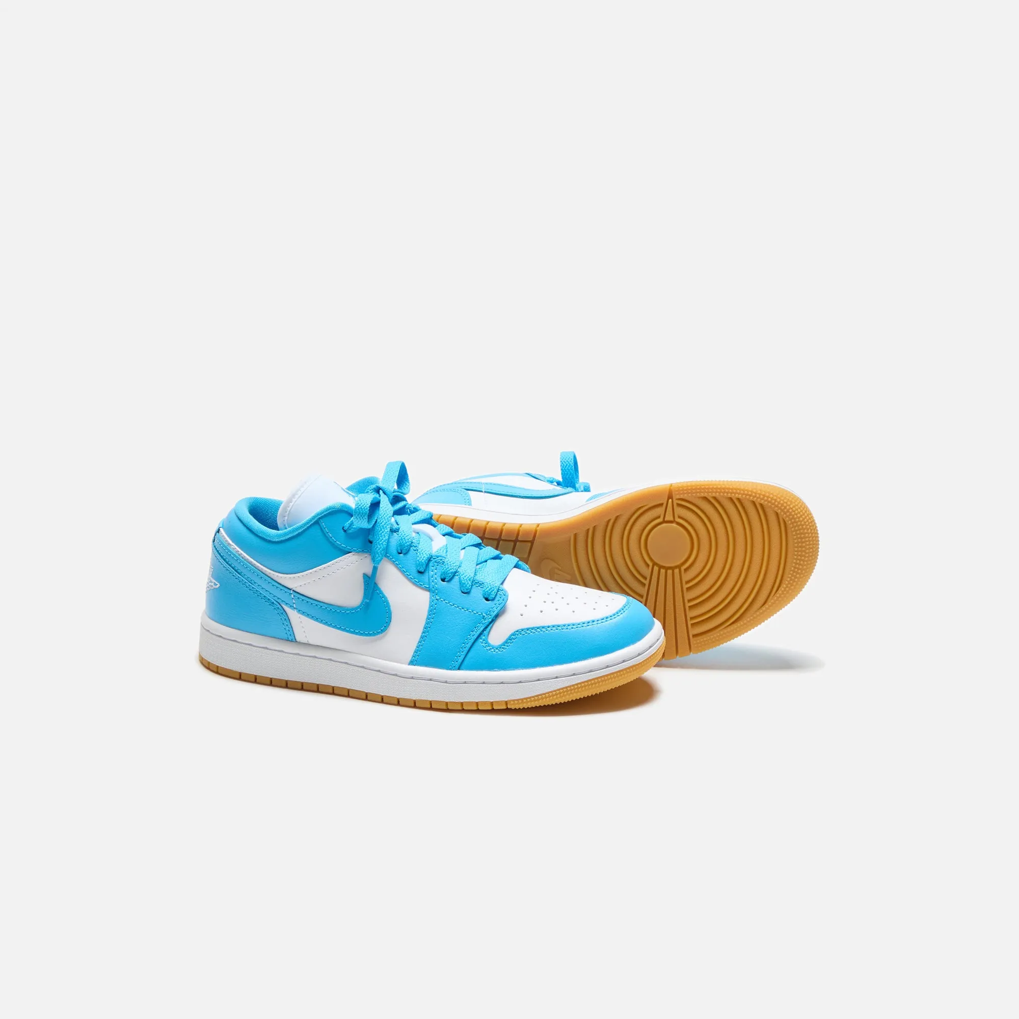 Jordan Wmns Air Jordan 1 Low - White / Gum Light Brown / Dark Powder Blue Lightweight And Durable