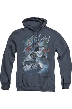 Justice League of America Sweat à capuche adulte Ride The Lightening en gris chiné