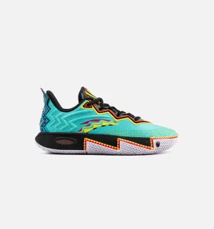 Kai 2 Retro 90S Mens Basketball Shoe - Teal/Black/Orange Strap Design Slip-On Feature