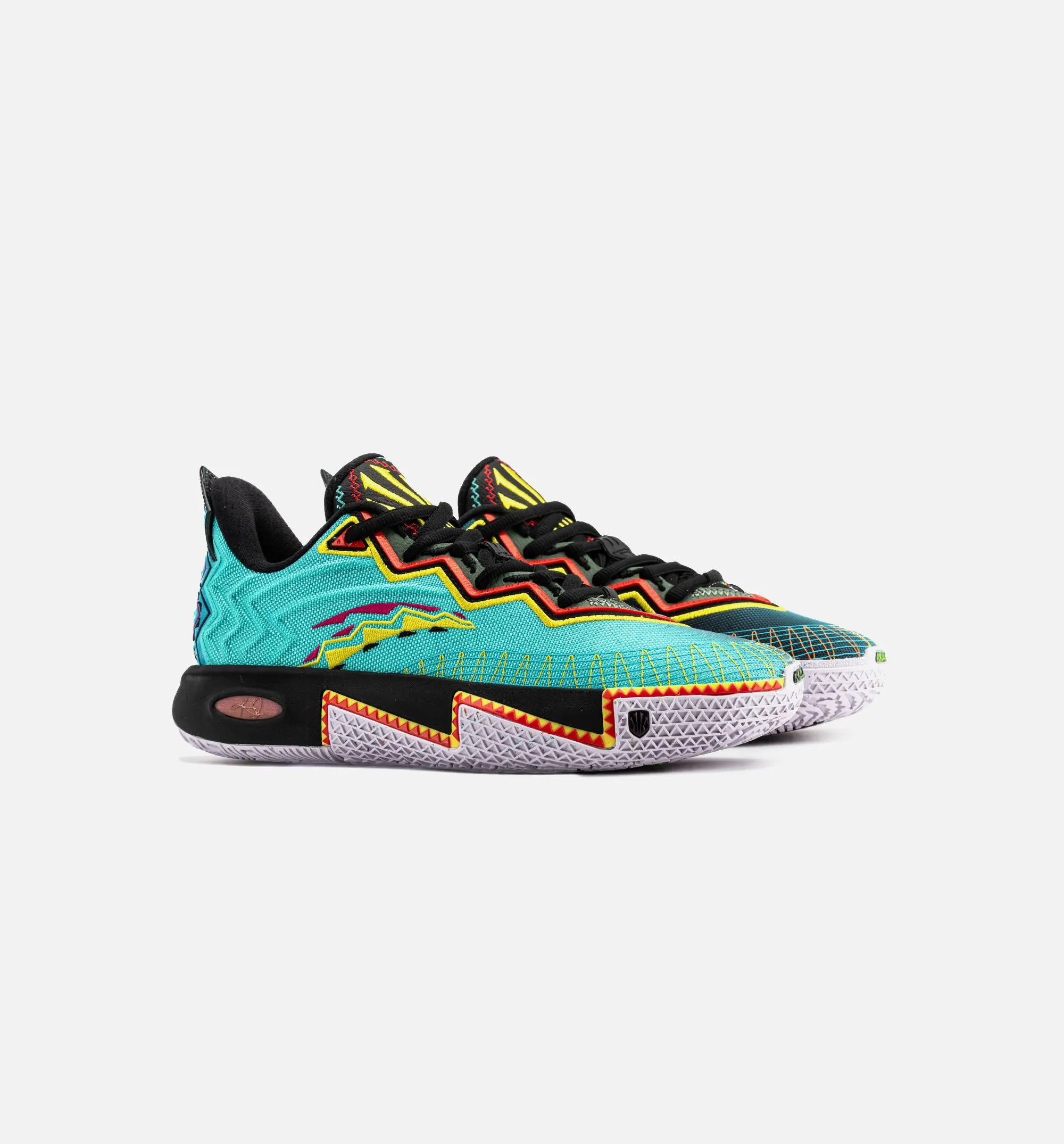 Elastic Part Piece Panel Adjustable Strap Design Kai 2 Retro 90S Mens Basketball Shoe - Teal/Black/Orange