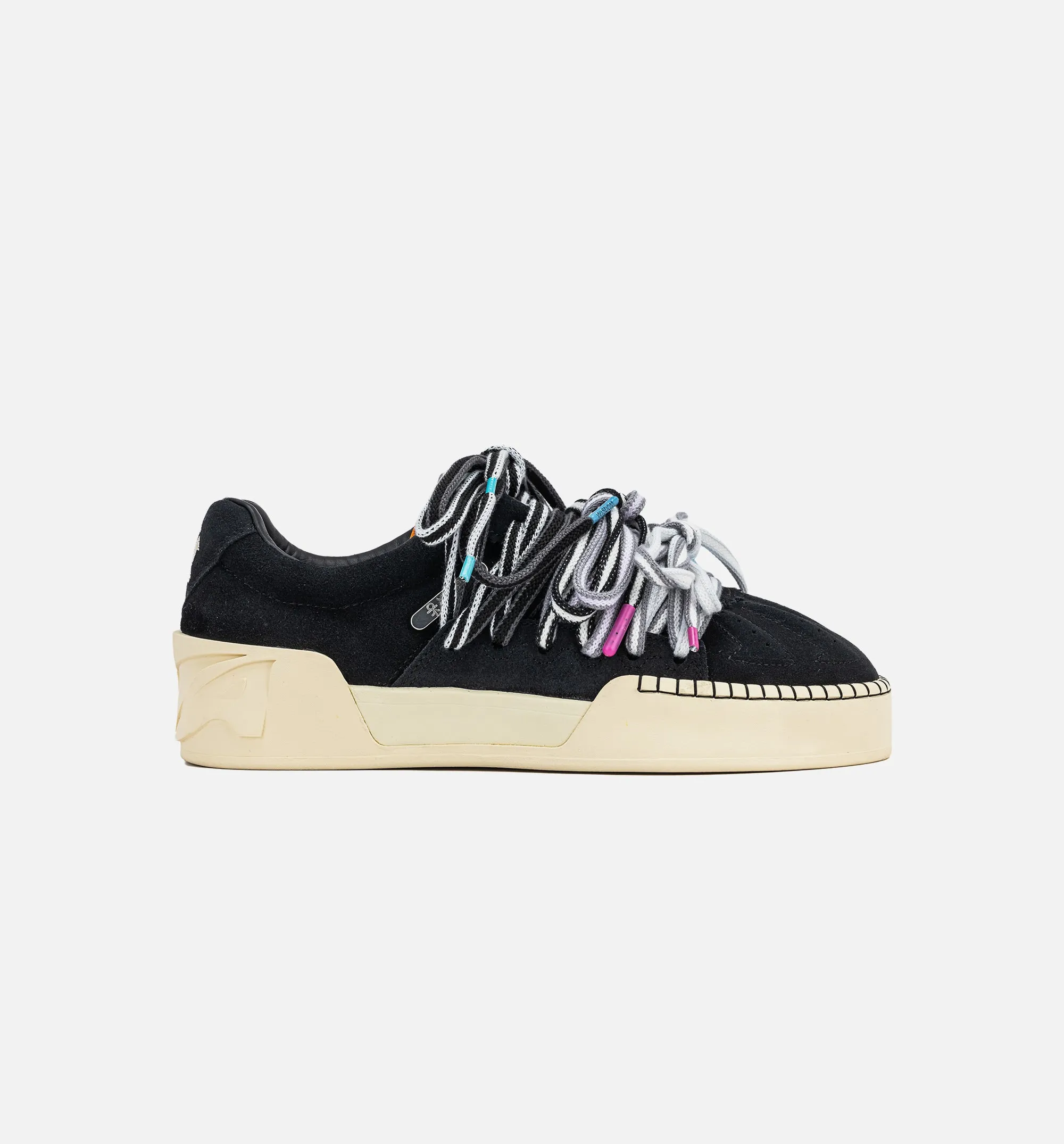 Kai Hela Roots Tribe Mens Lifestyle Shoe - Black/White/Multicolor Fluted Design Comfortable Strapping System Build