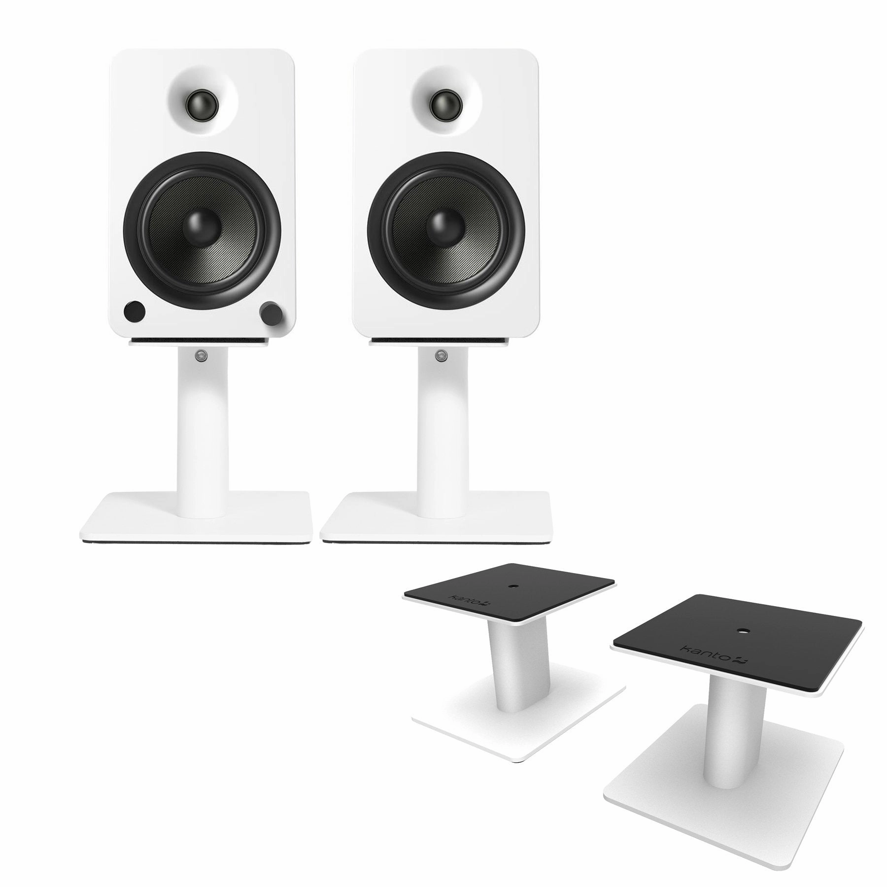 Kanto: SP6HD Desktop Speaker Stands for YU6 / TUK (6" Height / White / Pair)  (Open Box Special) hi-fi DAC amp combo,hi-fi speaker impedance matcher,hi-fi RCA switch