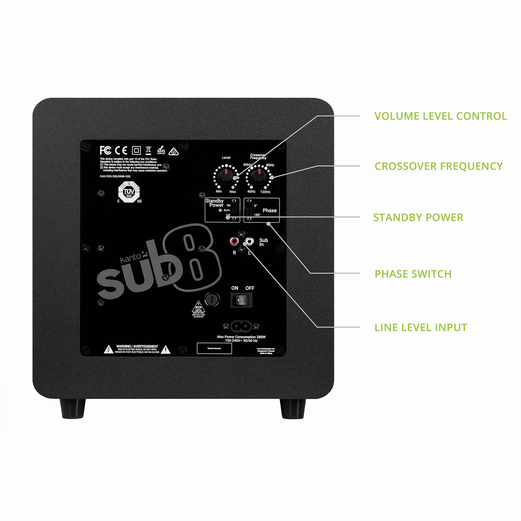 Kanto: SUB8V Powered Subwoofer - Matte Black (SUB8VMB)