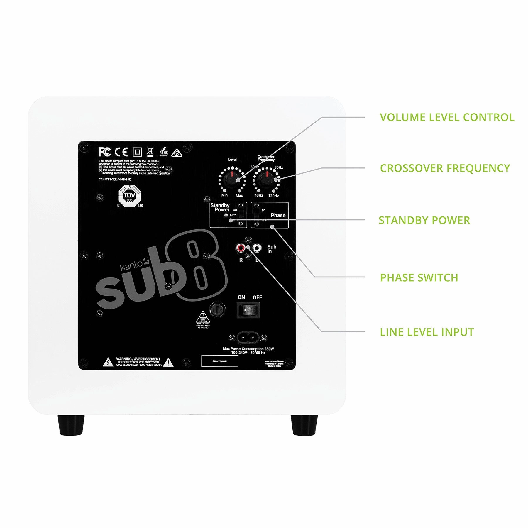 Kanto: SUB8V Powered Subwoofer - Matte White (SUB8VMW)