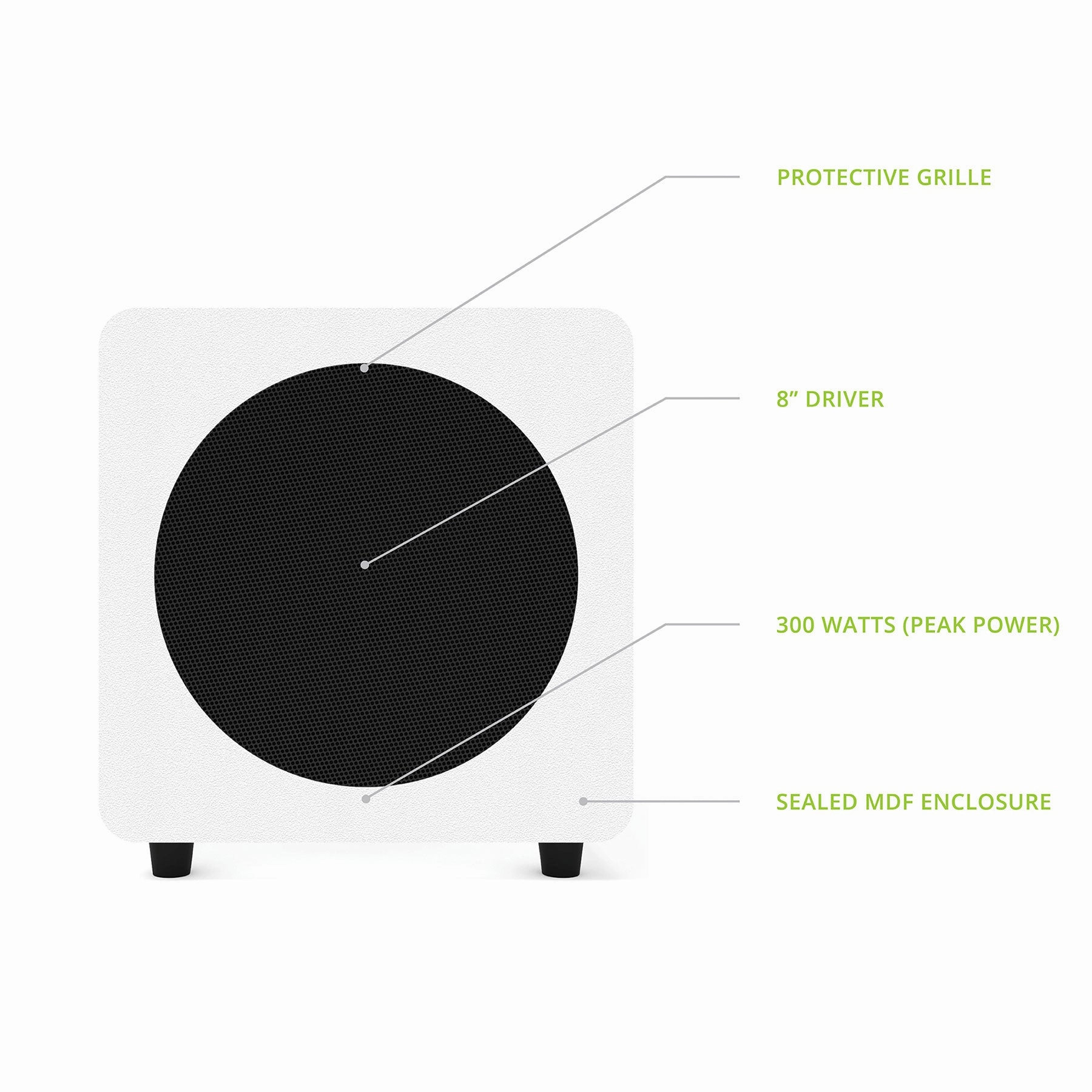Kanto: SUB8V Powered Subwoofer - Matte White (SUB8VMW)
