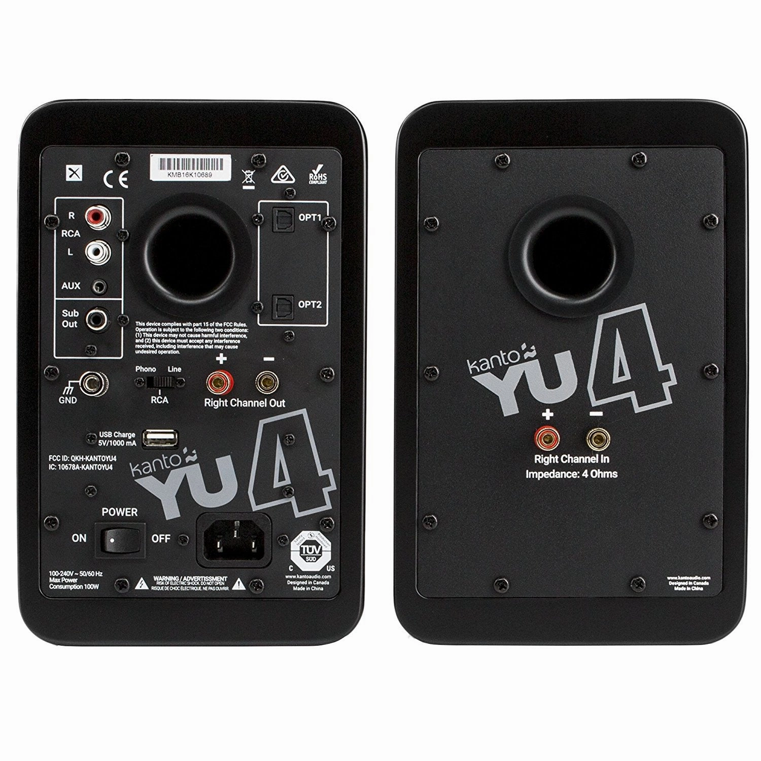 Kanto: YU4 Powered Bookshelf Speakers - Matte Black (YU4MB) (Open Box Special)