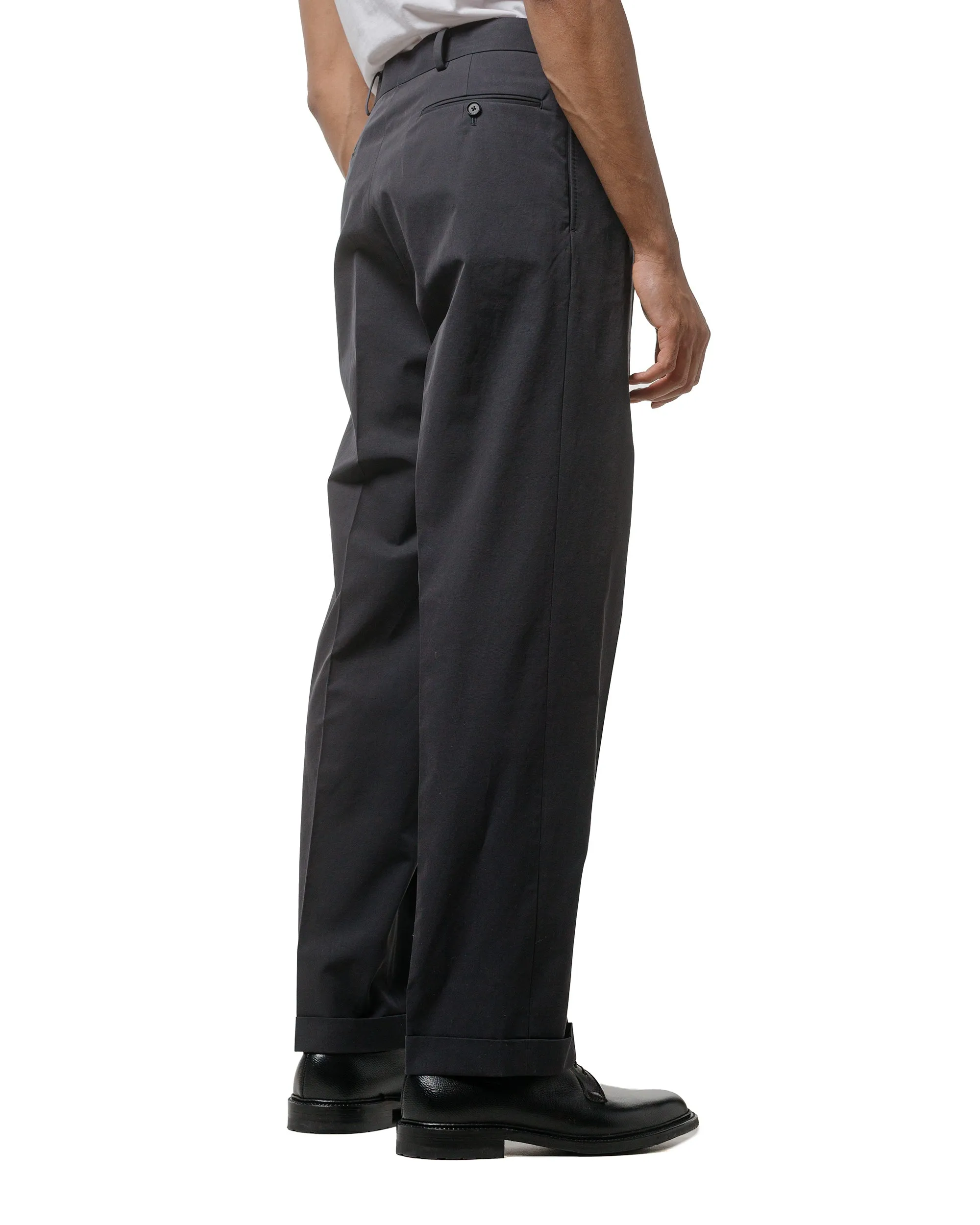 Flutter Hem Mesh Layer Kaptain Sunshine 2 Pleats Trousers Dark Navy