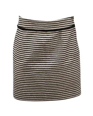 Jupe à sequins rayée Kate Spade en soie noire et blanche