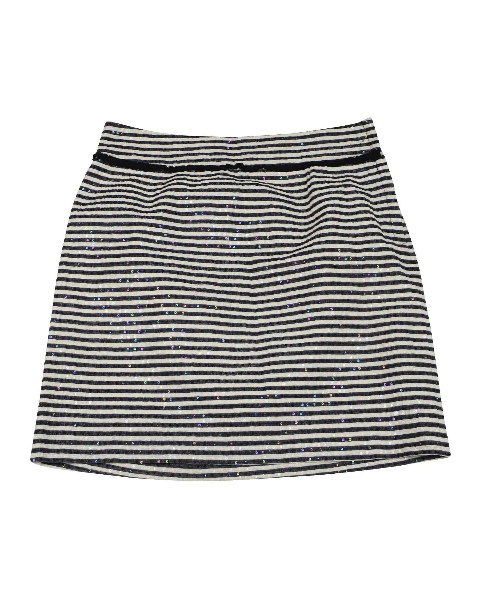 Jupe à sequins rayée Kate Spade en soie noire et blanche