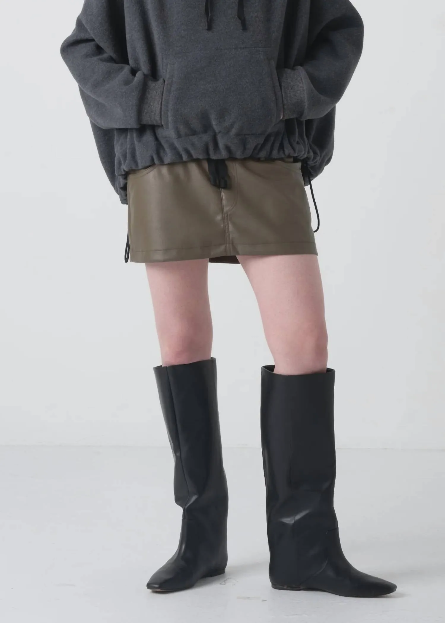 Katie Mini Jupe En Vert Olive Foncé
