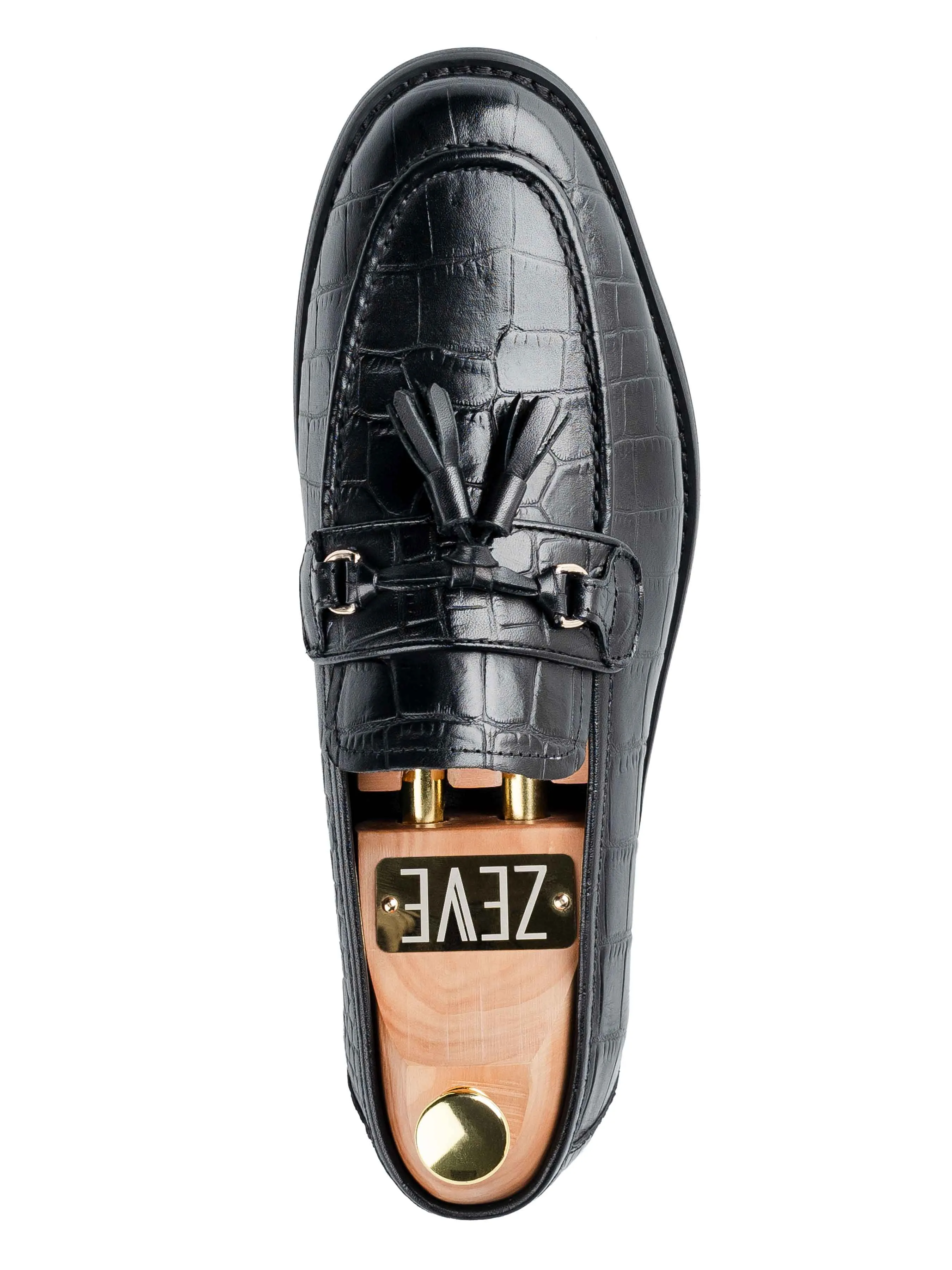 Black Friday Sale Power Every Step Dario Tassel Loafer - Black Croco Polished Leather
