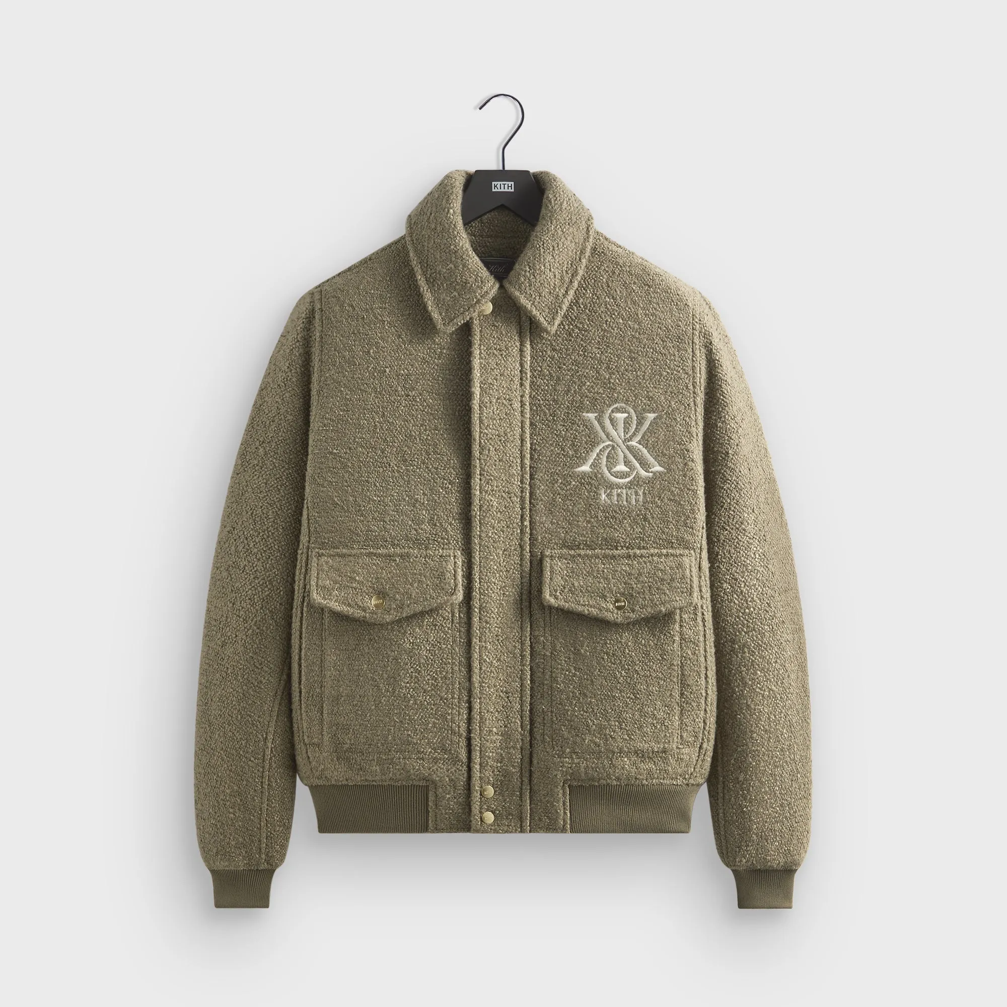 Kith Boucle Hawthorne Flight Jacket - Palomino Agility History Hood With Toggle