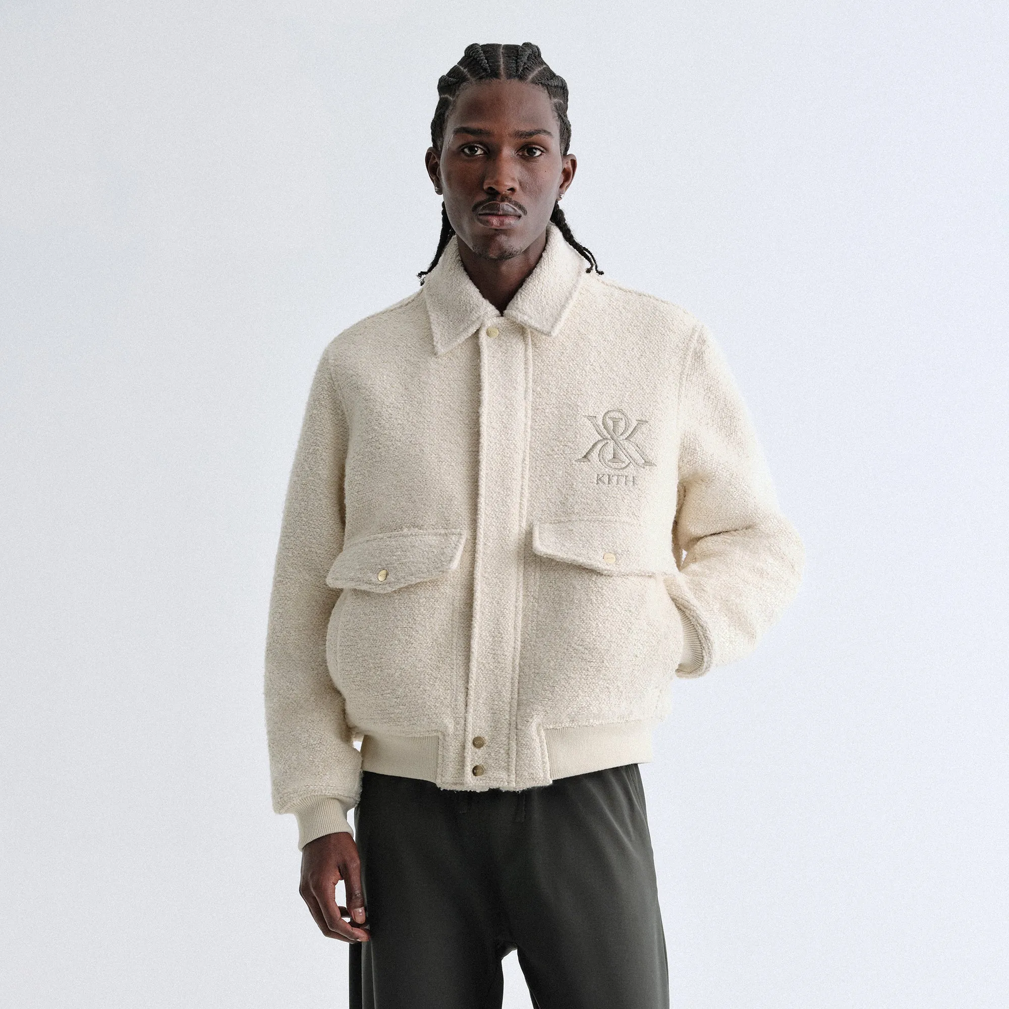 Comfortable Ergonomic Kith Boucle Hawthorne Flight Jacket - Sandrift