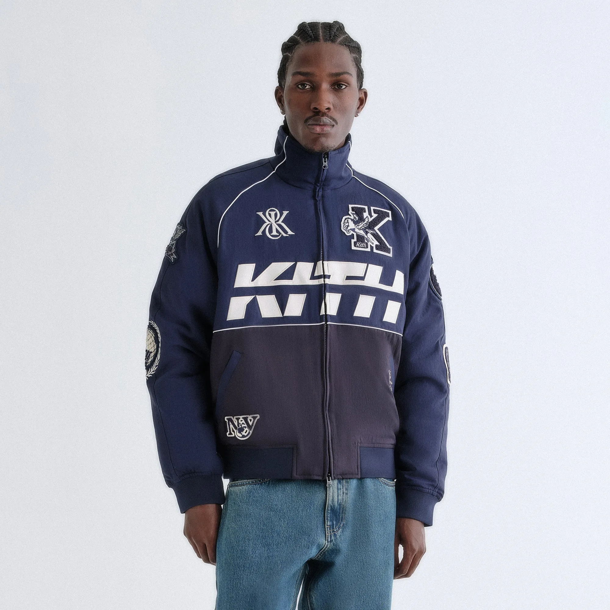 Acetate Blend Puff Kith Dejan Racing Jacket - Nocturnal