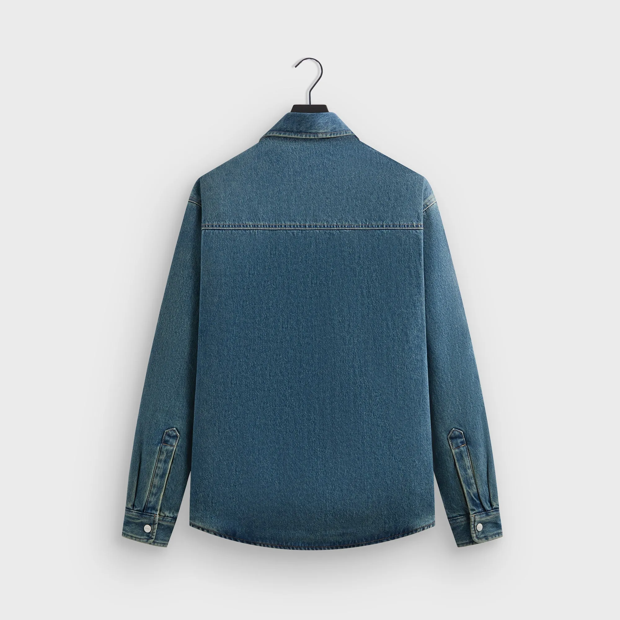 Kith Denim Apollo Shirt Jacket - Luka Wash Front Closure Design Textured Ribbed