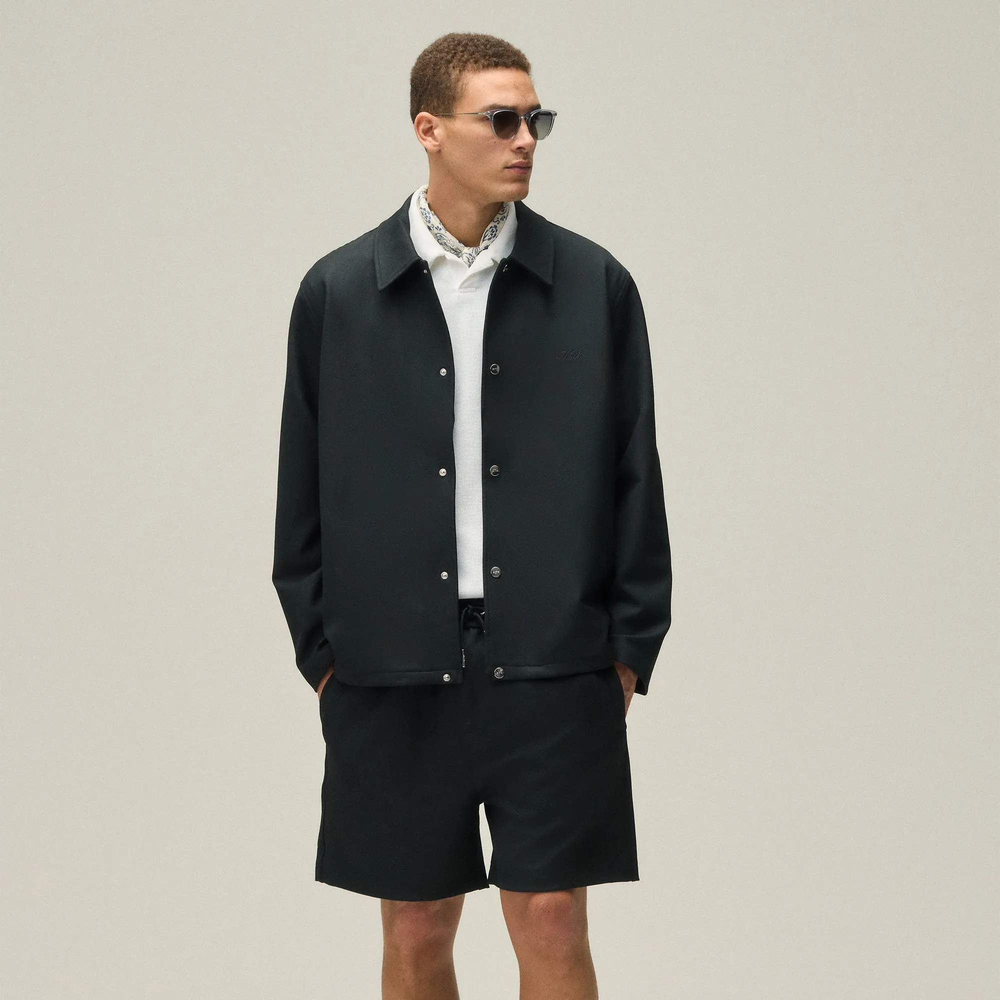 Jogging Outseam Kith Double Weave Coaches Jacket - Black