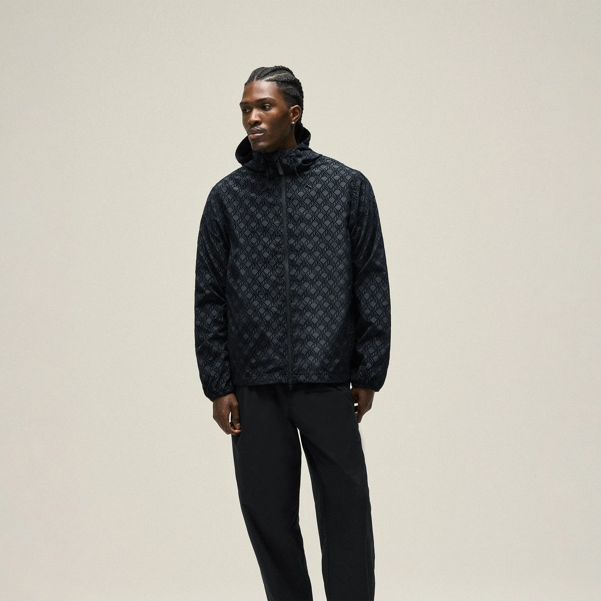 Kith Flocked Crest Damien Windbreaker -  Black Jacquard Knit