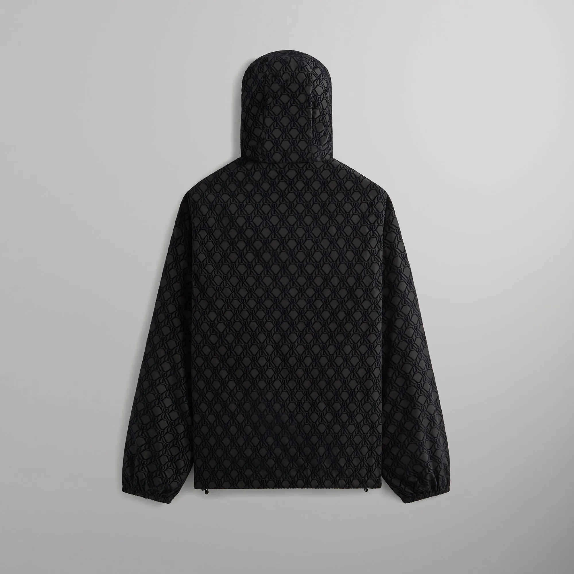 Garter Stitch Gathered Seam Kith Flocked Crest Damien Windbreaker -  Black
