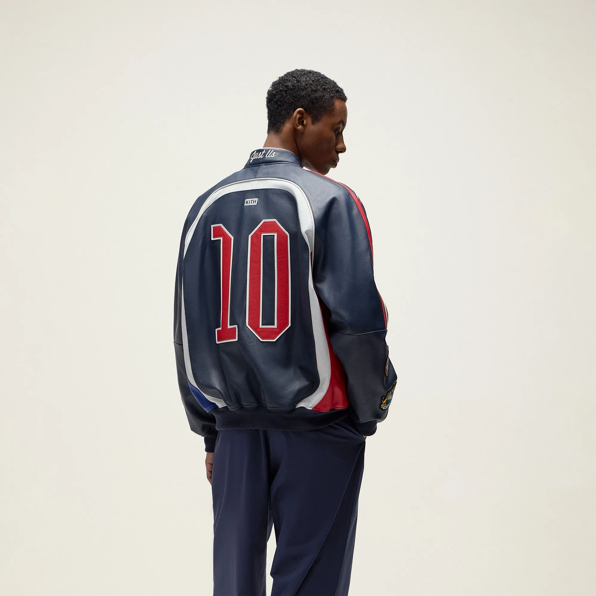 Brand Slogan Soft Back Seams Kith For Adidas Football Bomber Jacket - Legend Ink