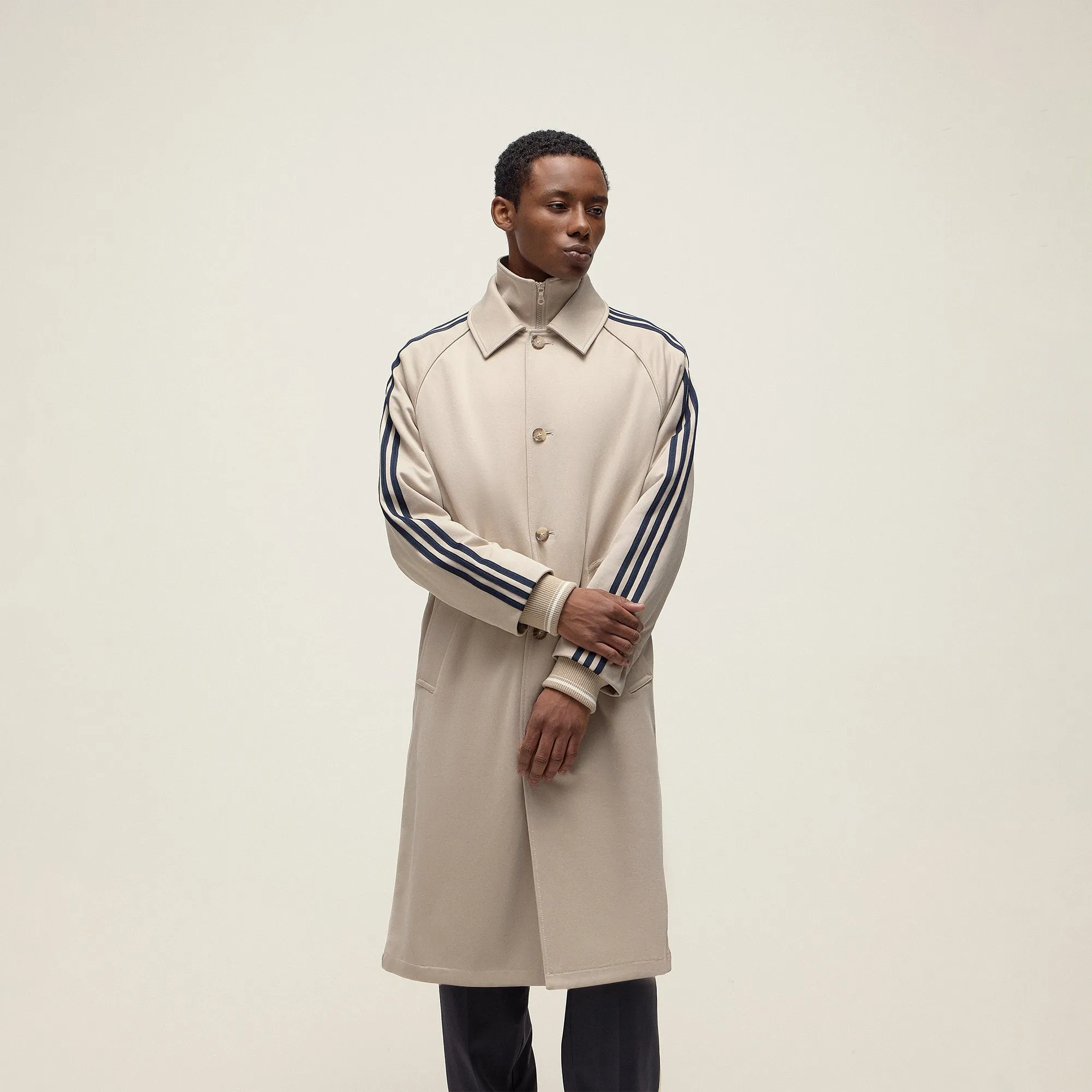 Kith For Adidas Football Hybrid Trench Coat - Beige Turtle Neck Look