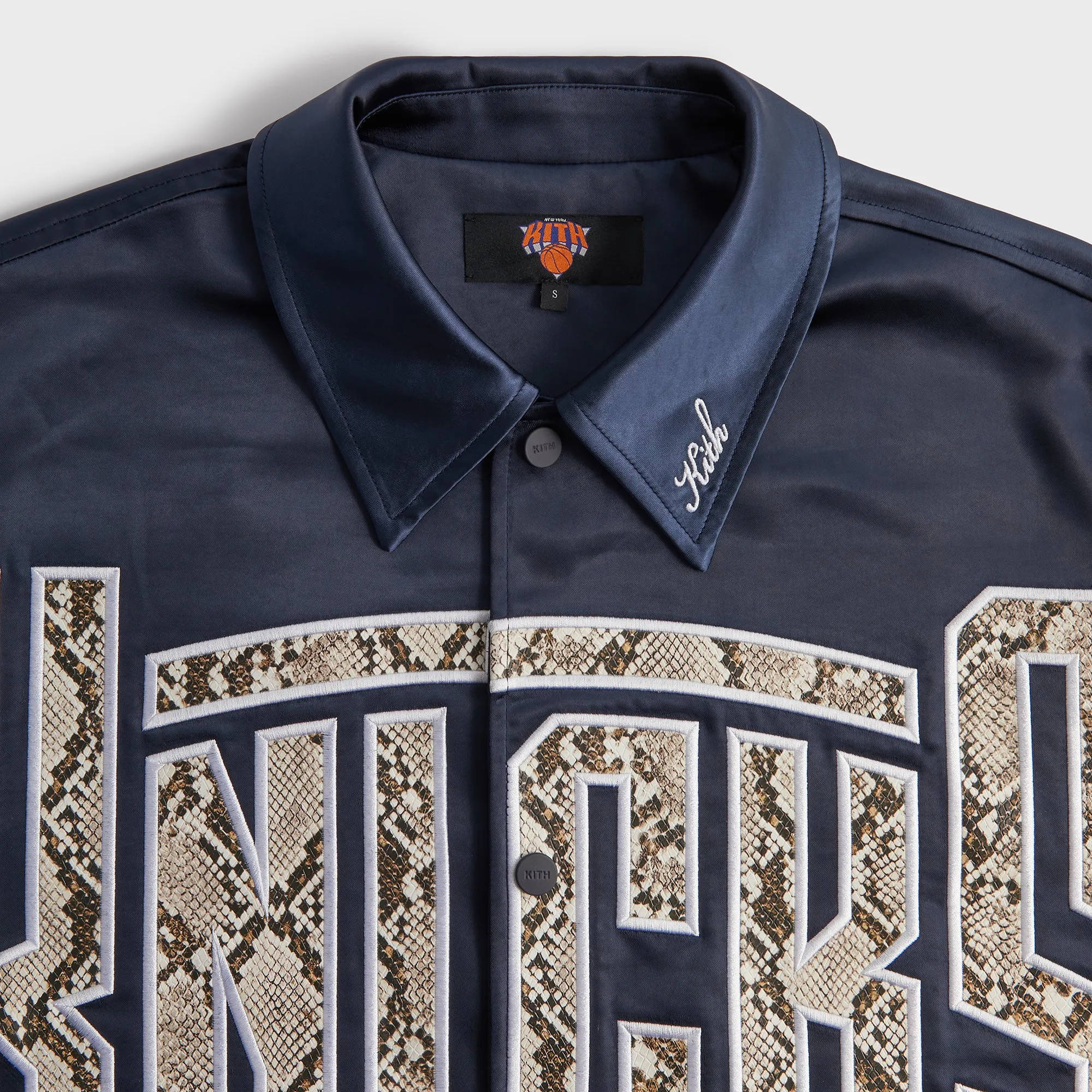 Kith For The New York Knicks Snap Front Coaches Jacket - Nocturnal Knitwear Hardness Flat-Felled Seam