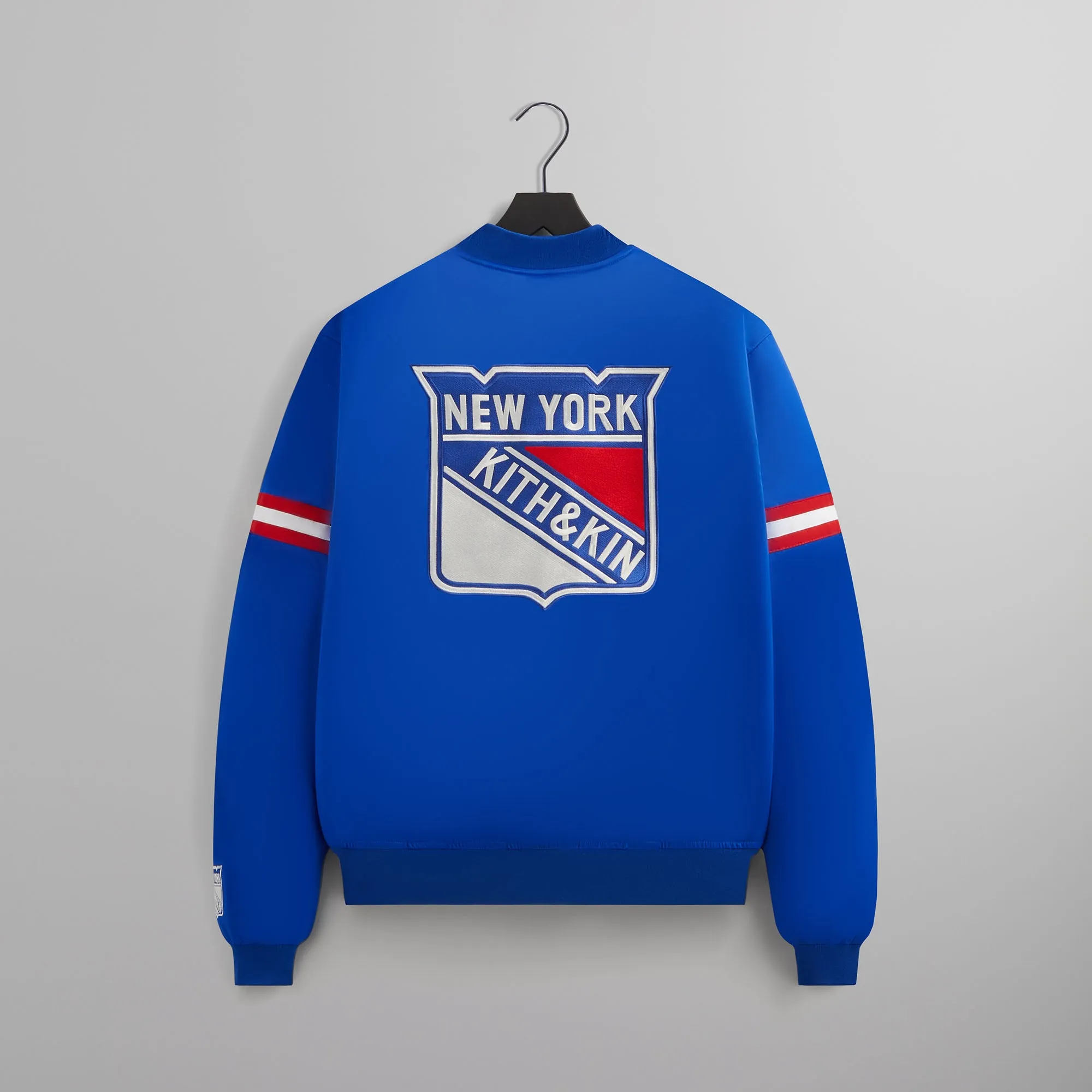 Kith For The New York Rangers Satin Bomber Jacket - Cyclone Patches