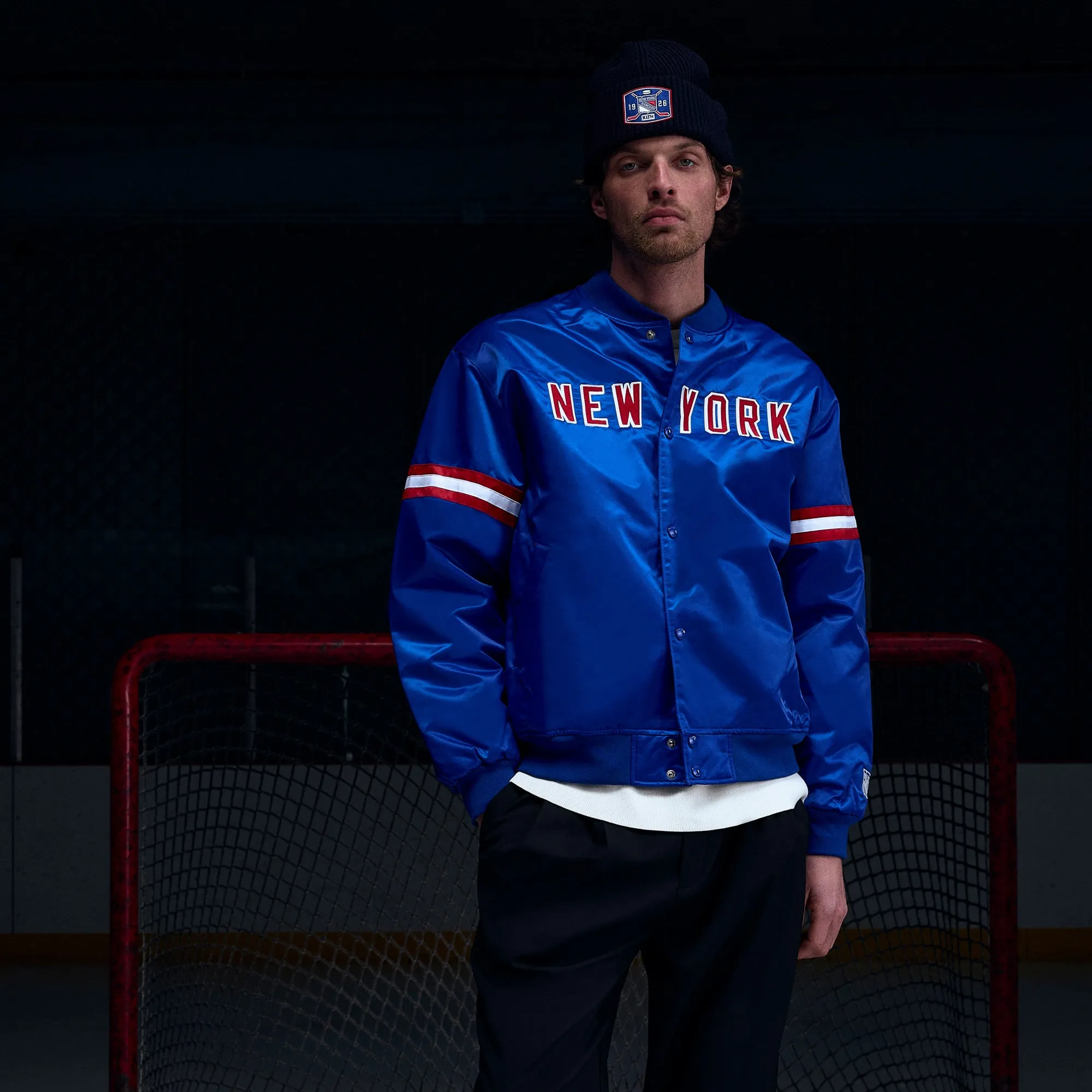 Comfortable Diverse Kith For The New York Rangers Satin Bomber Jacket - Cyclone