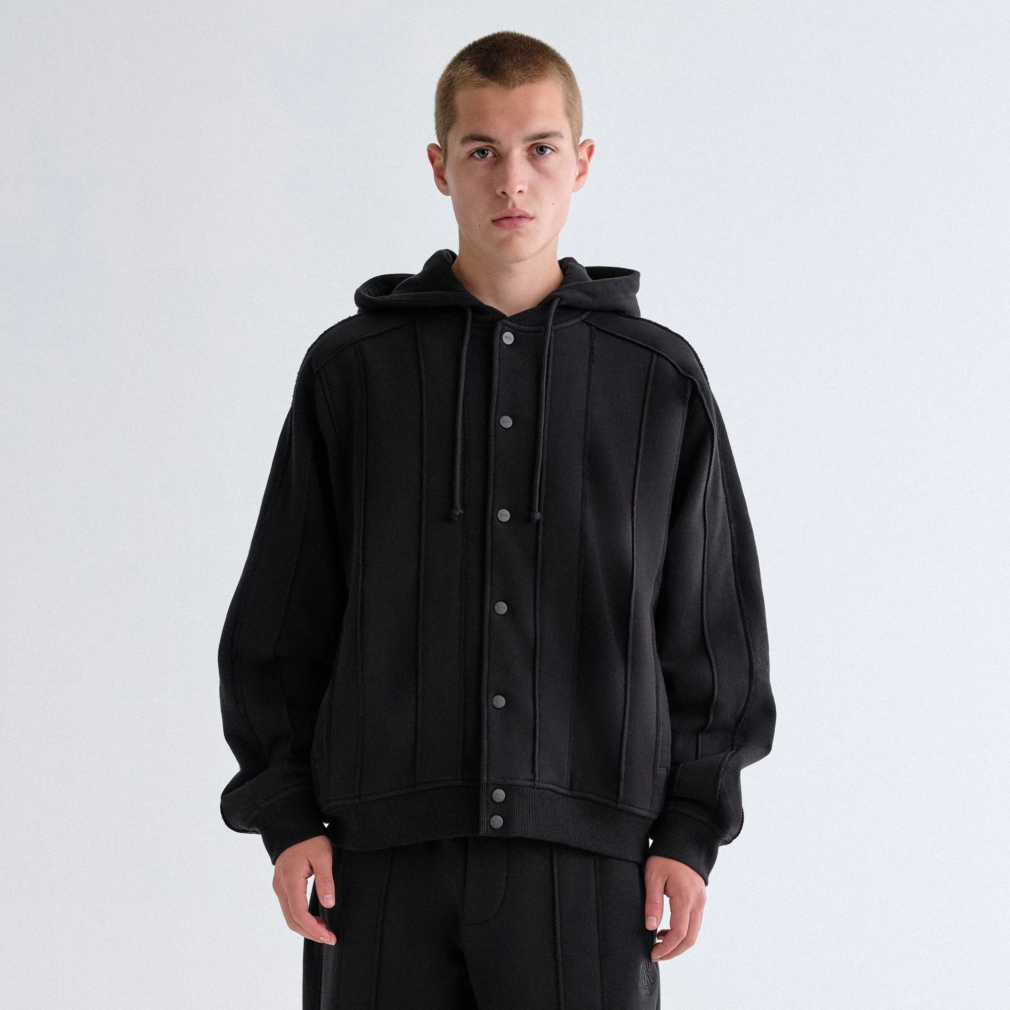 Soft Texture" Kith Hooded Marvin Bomber Jacket - Black