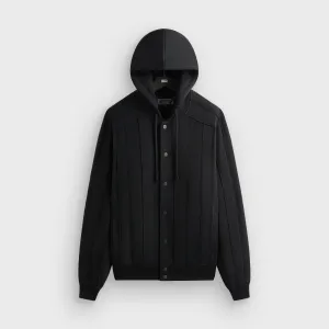 Kith Hooded Marvin Bomber Jacket - Black Comfortable Elastic Cord Edge Cord Shimmer Effect