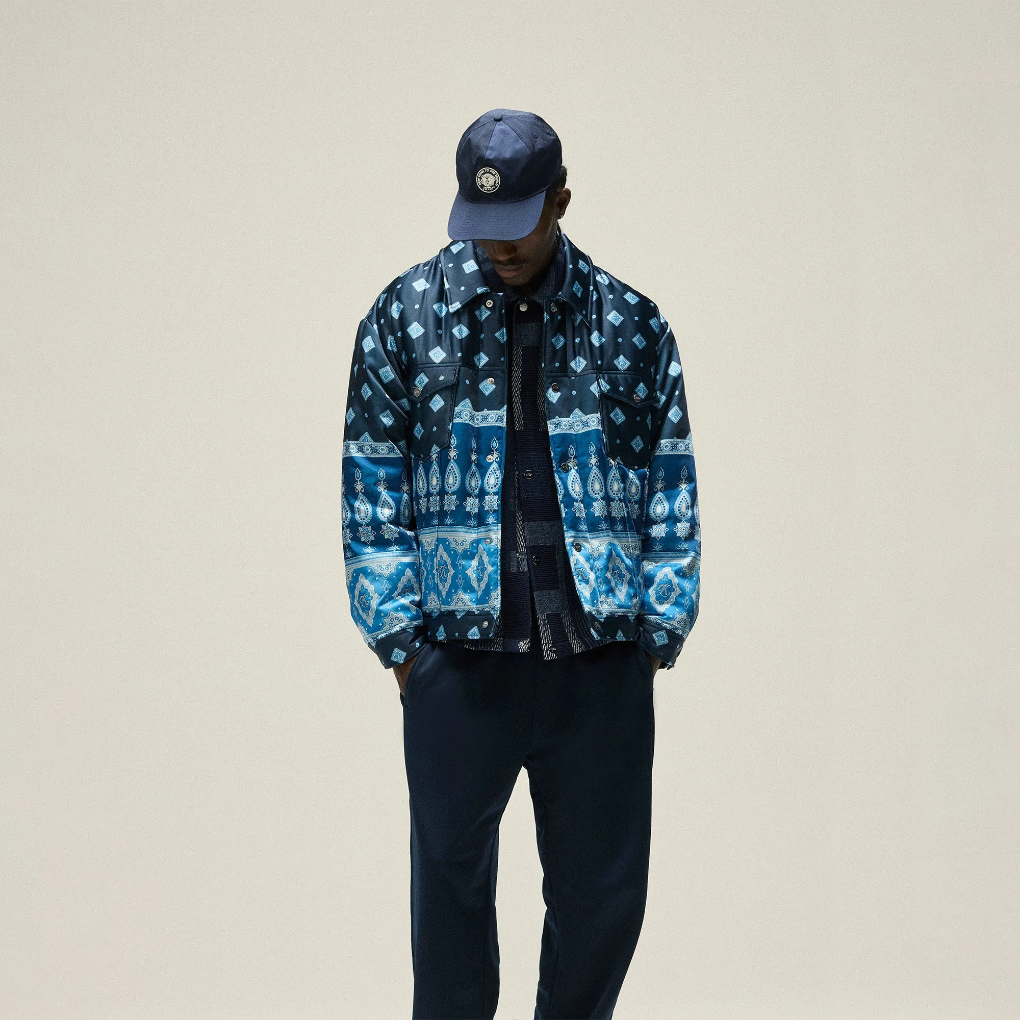 Invoice Mold-Resistant-Fit-Fit Kith Puffed Jase Satin Trucker Jacket - Nocturnal