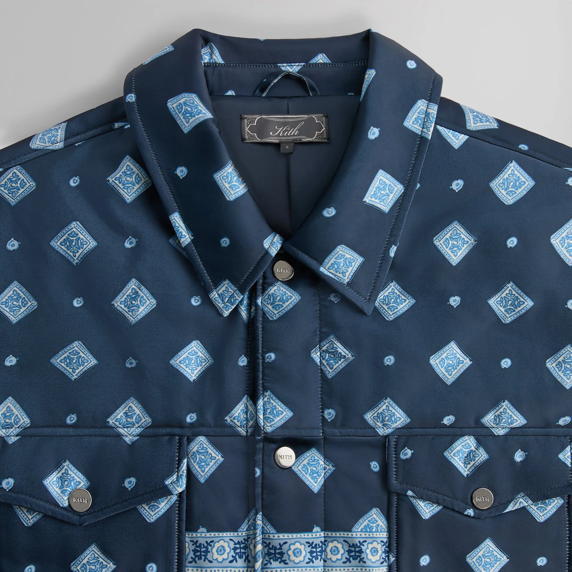 Casual-Design Kith Puffed Jase Satin Trucker Jacket - Nocturnal