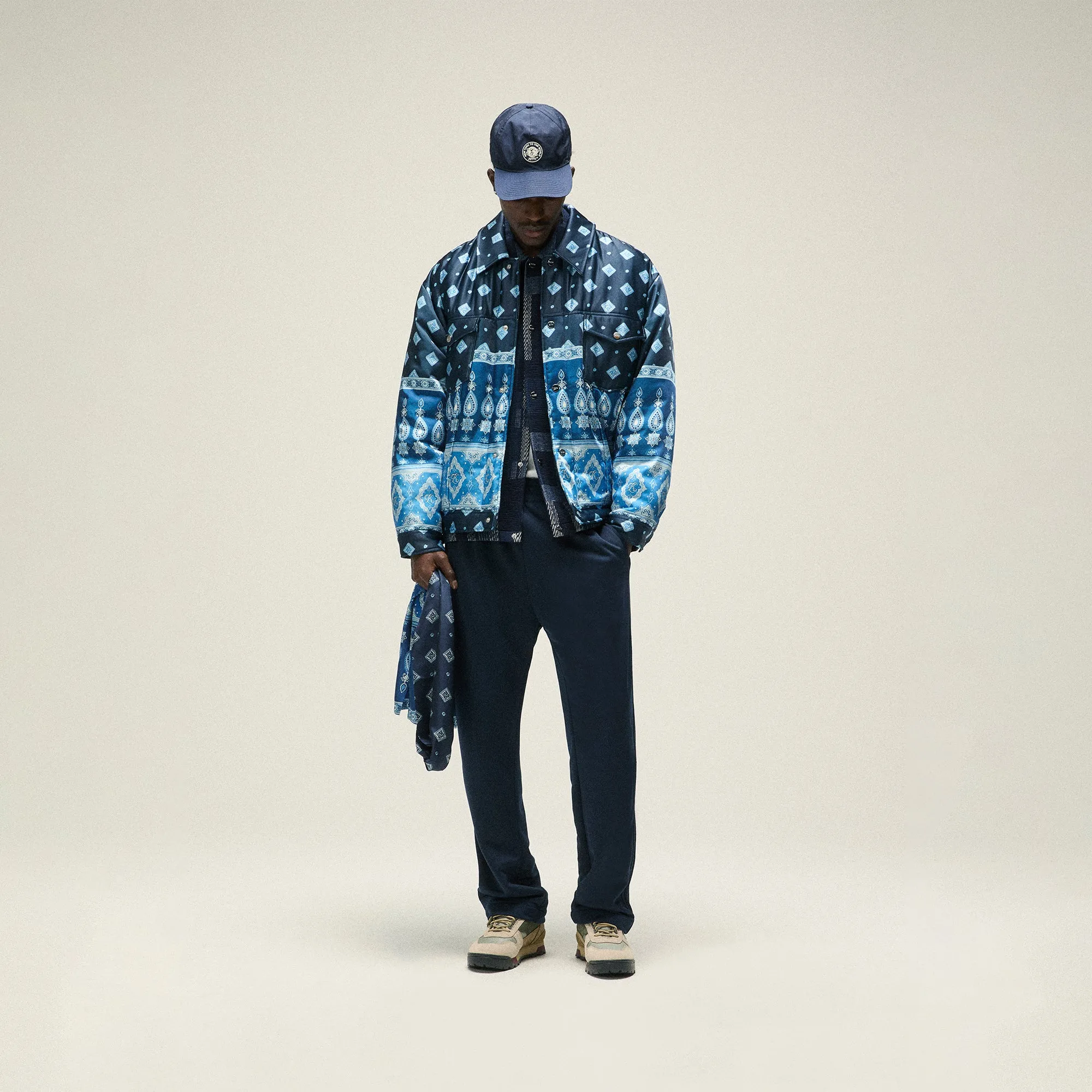 Comfortable Gymming Poolside Attire Kith Puffed Jase Satin Trucker Jacket - Nocturnal