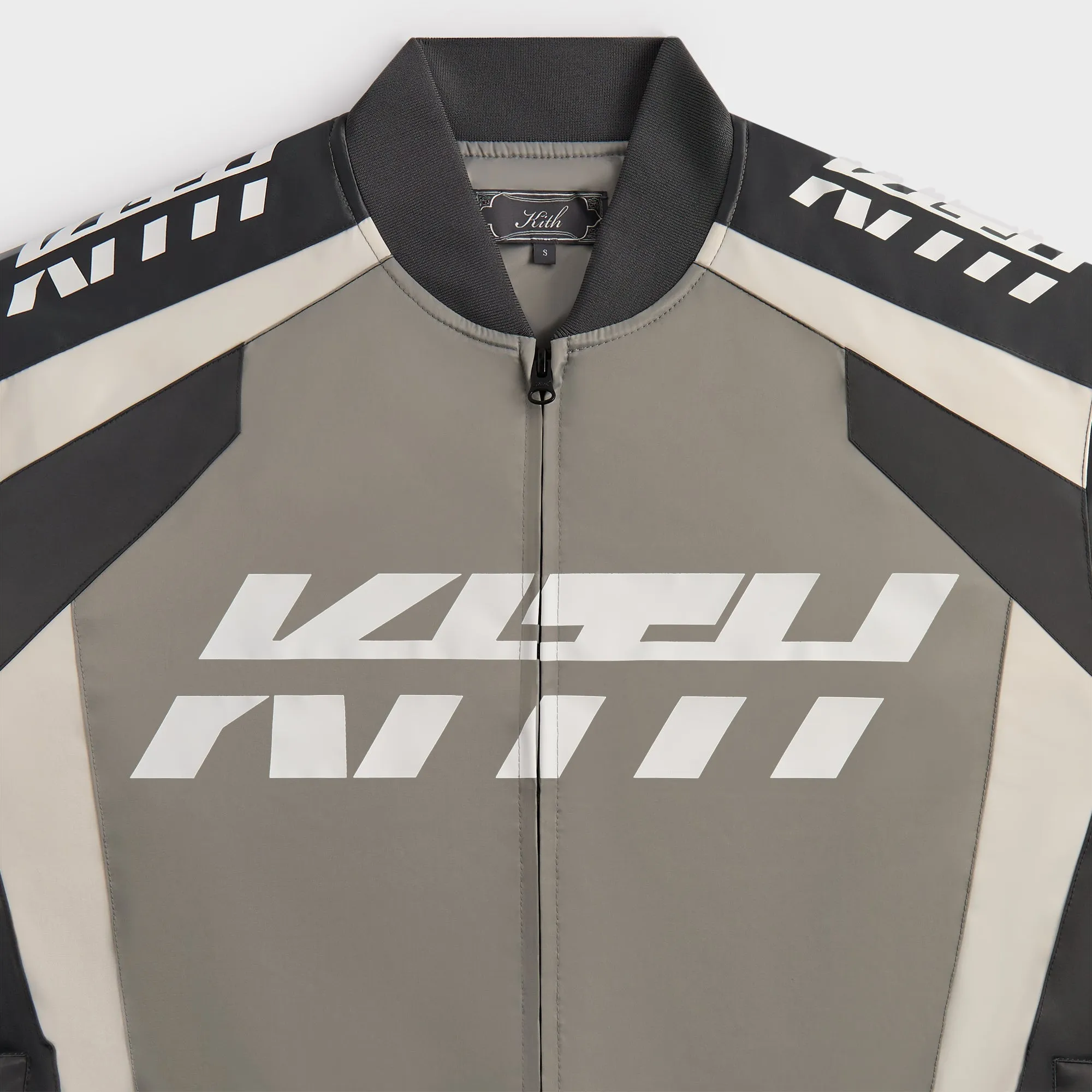 Ruffled Hem Kith Racing Nylon Bomber Jacket - Steel