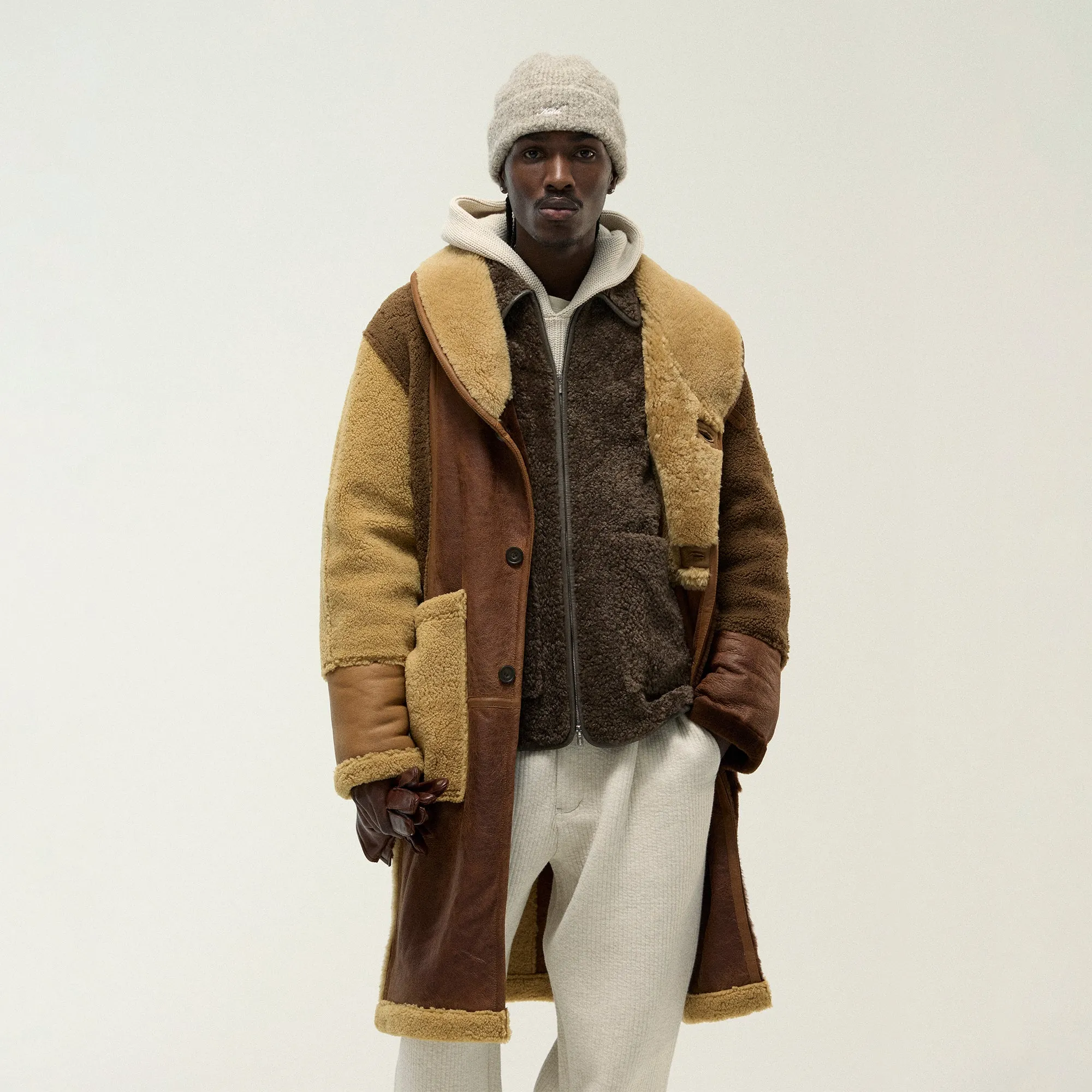Blended Sock Style Kith Shearling Patchwork Becker Coat - Mesa