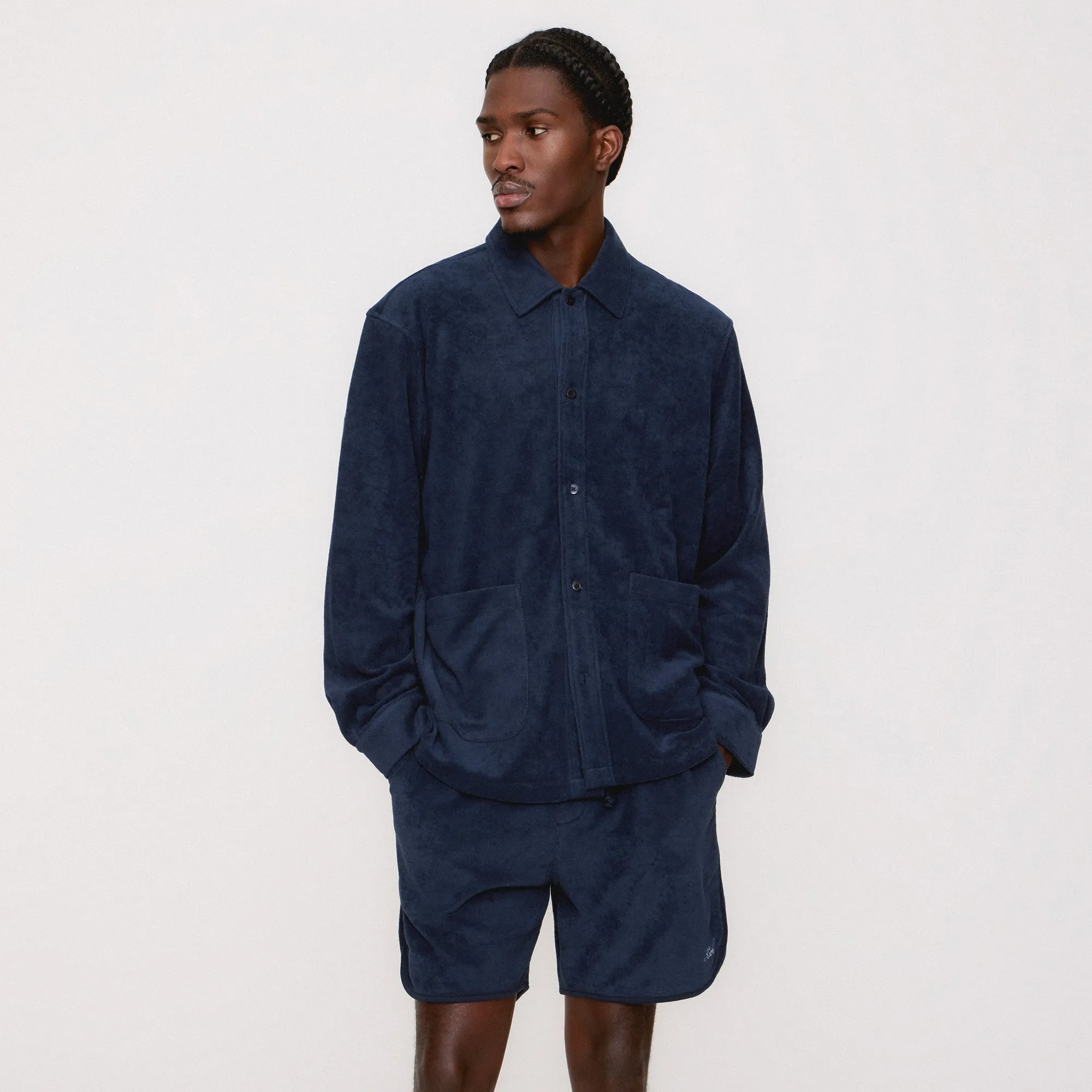 Kith Terry Boxy Collared Overshirt - Nocturnal Active Use Anti - Fading Look