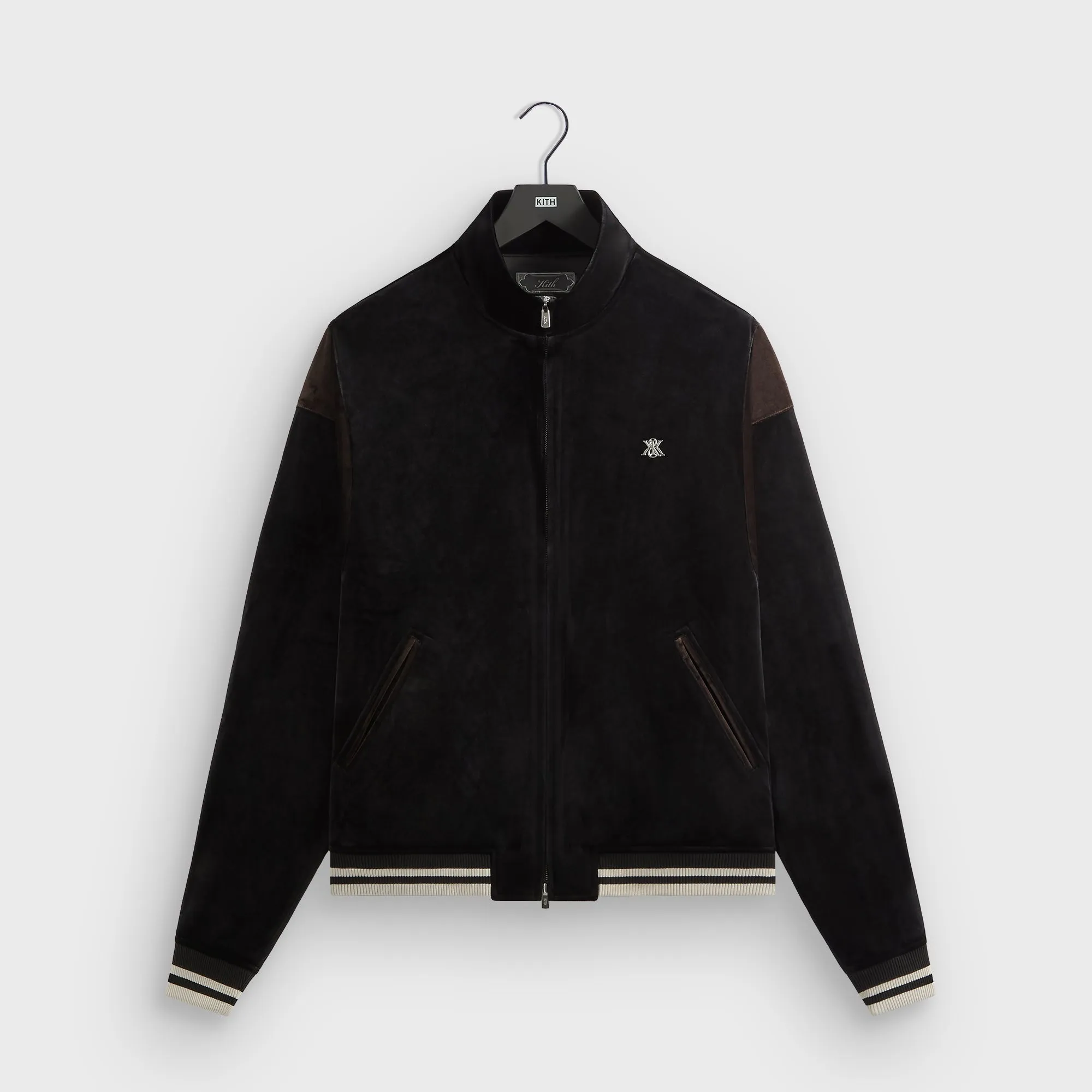 Kith Velvet Rui Track Jacket - Black Hook-And-Eye Closure
