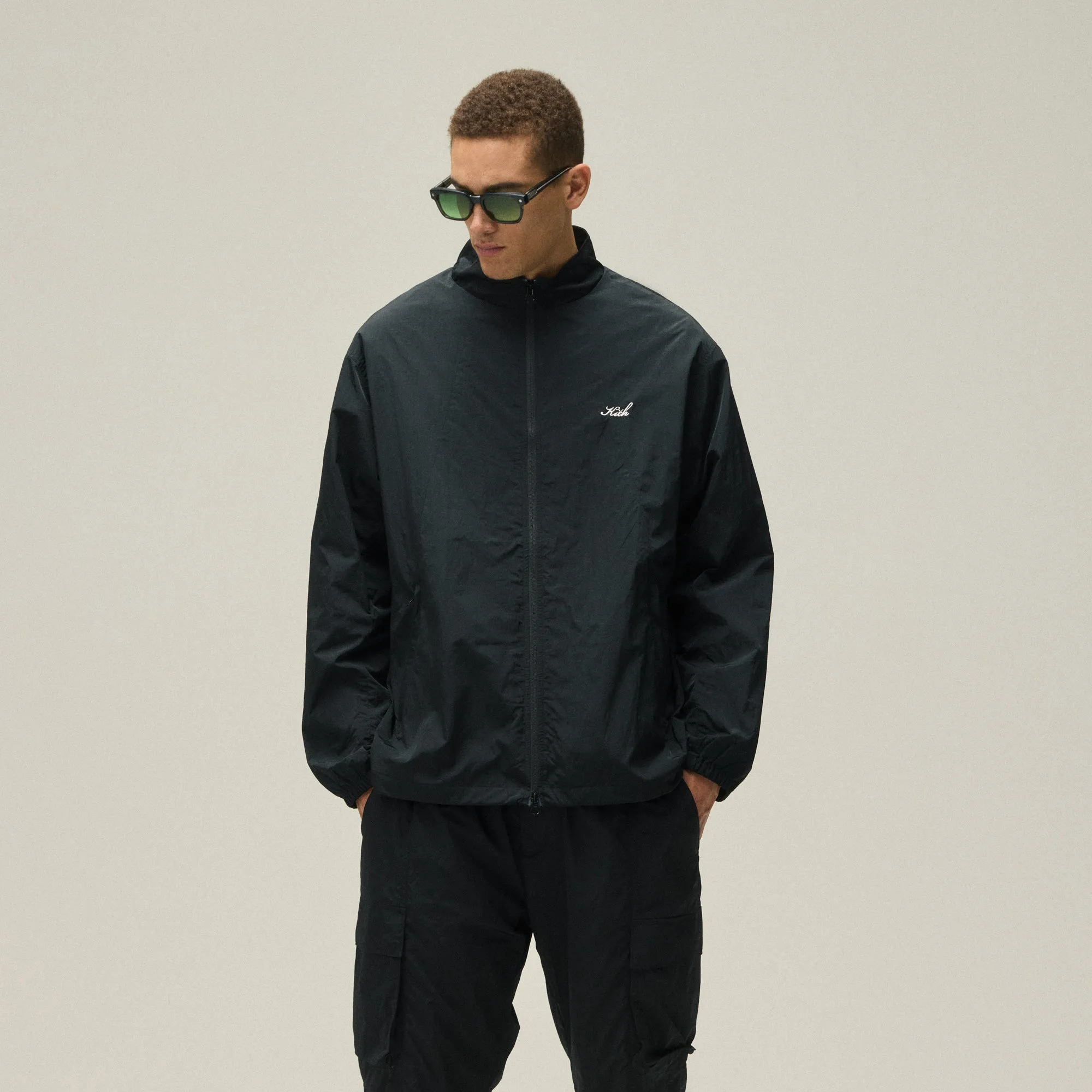 Comfortable Elastic Hard On - Wheel Kith Wrinkle Nylon Windsor Panelled Track Jacket - Black