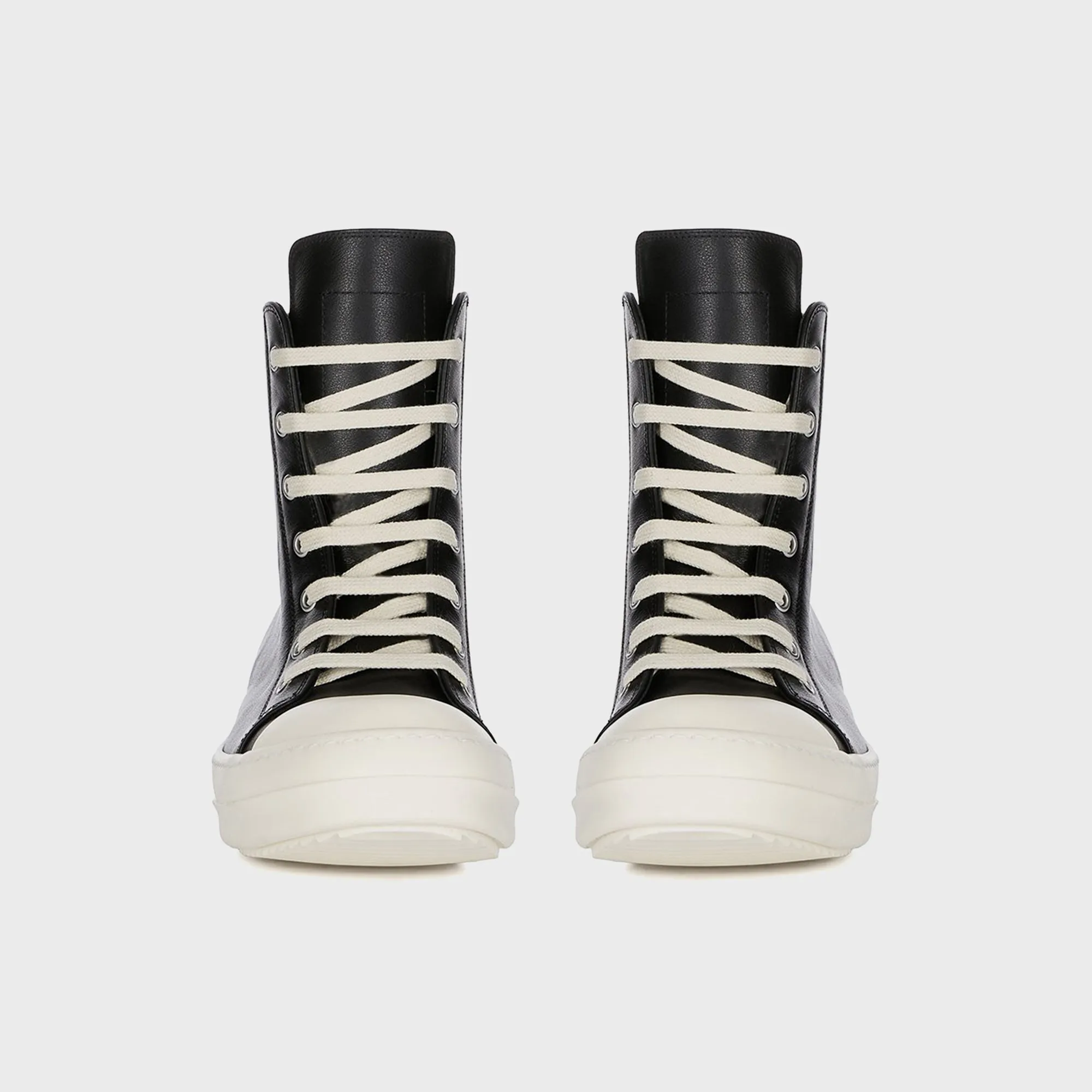 Mid-Calf Boot LightweightFeature Rick Owens Leather Sneakers Scarpe In Pelle - Black / Milk / Milk