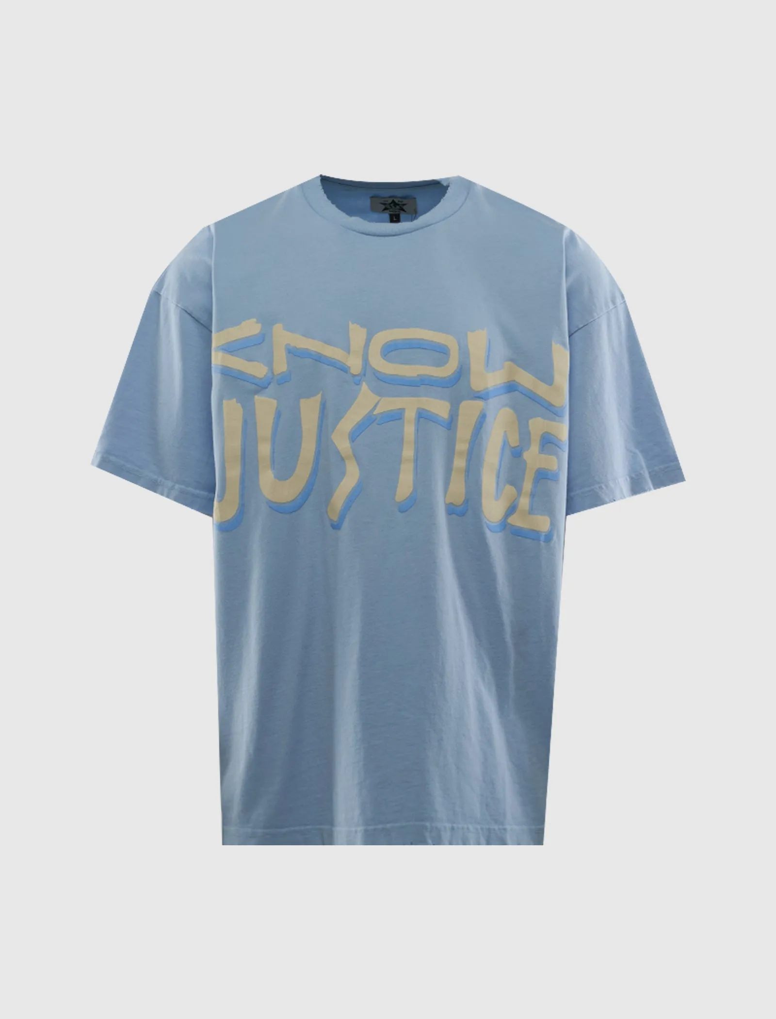 Comfortable Elastic Yarn Edge Lace Know Justice Tee