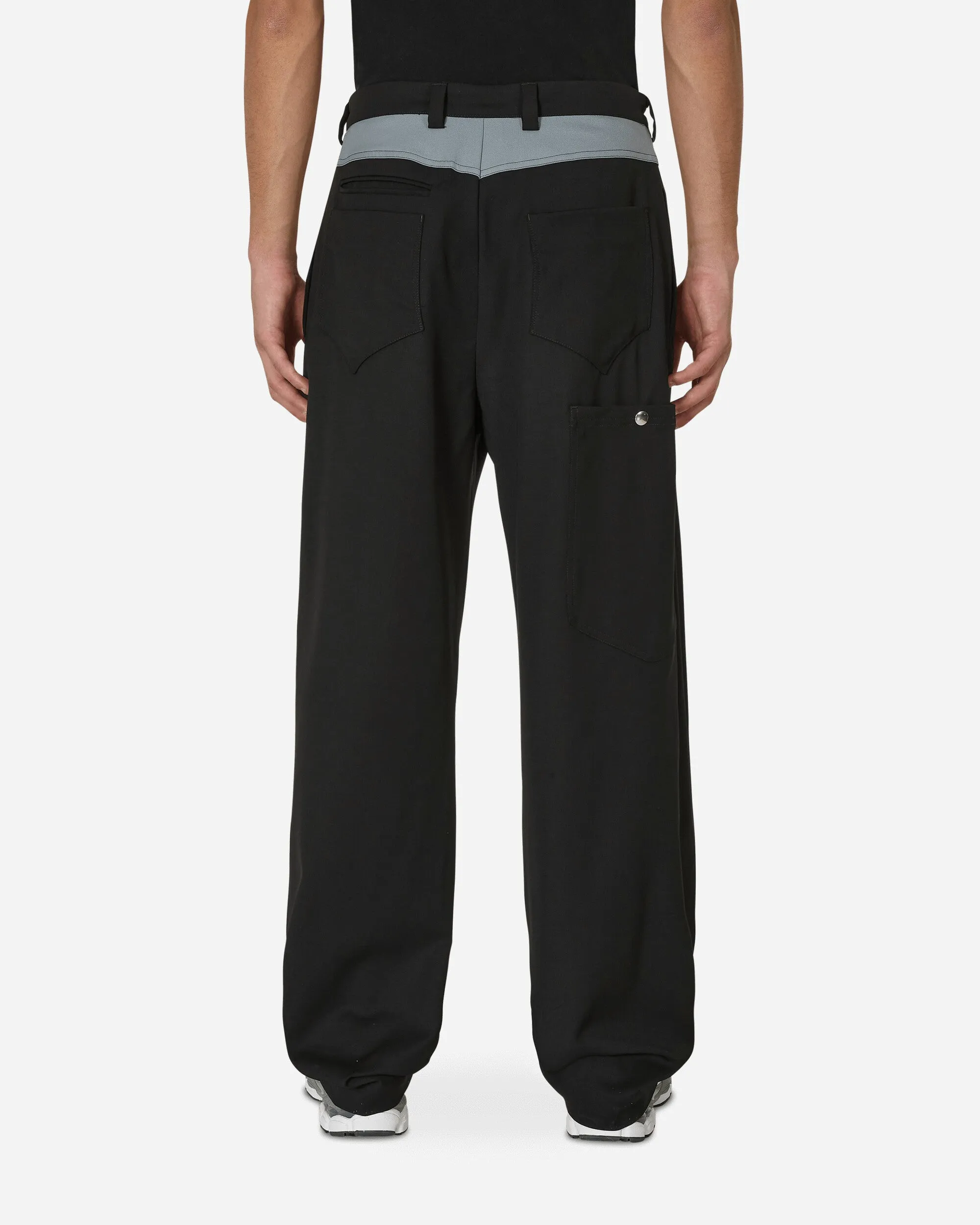 Merino Wool Blend Kreuk Tailored Trousers Crow Black