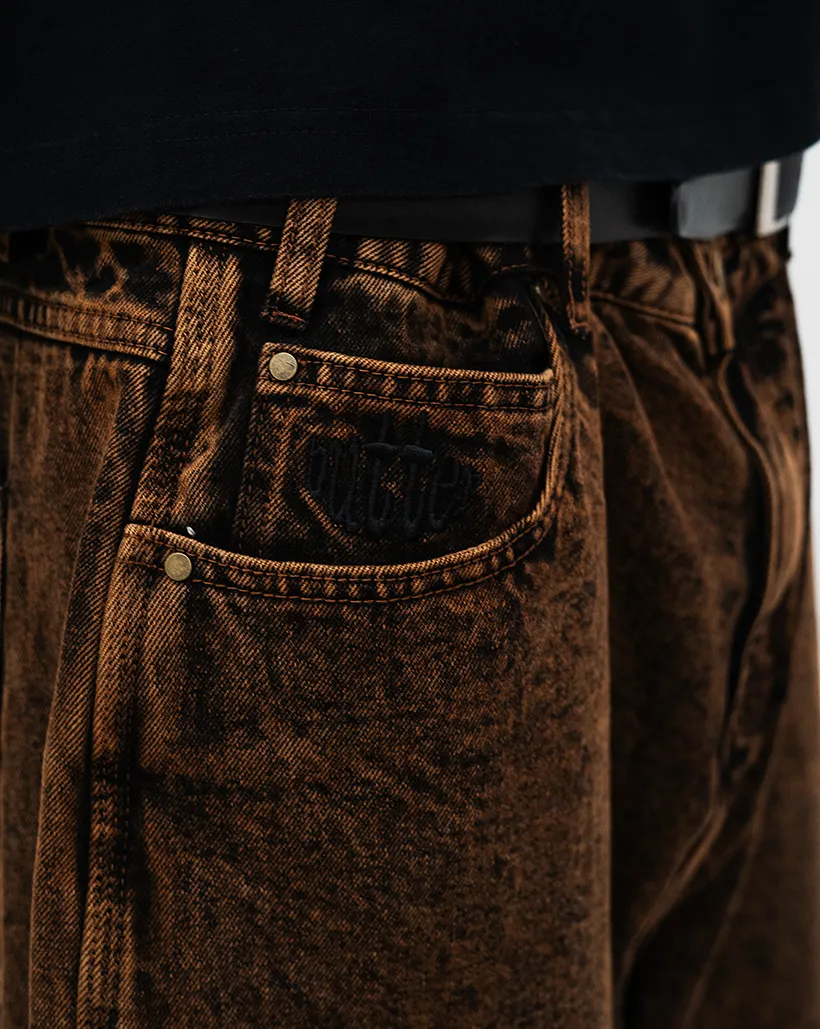 Butter Goods Spider Denim Jeans - Acid Brown Comfortable Hemming Anti-Fake Techniques