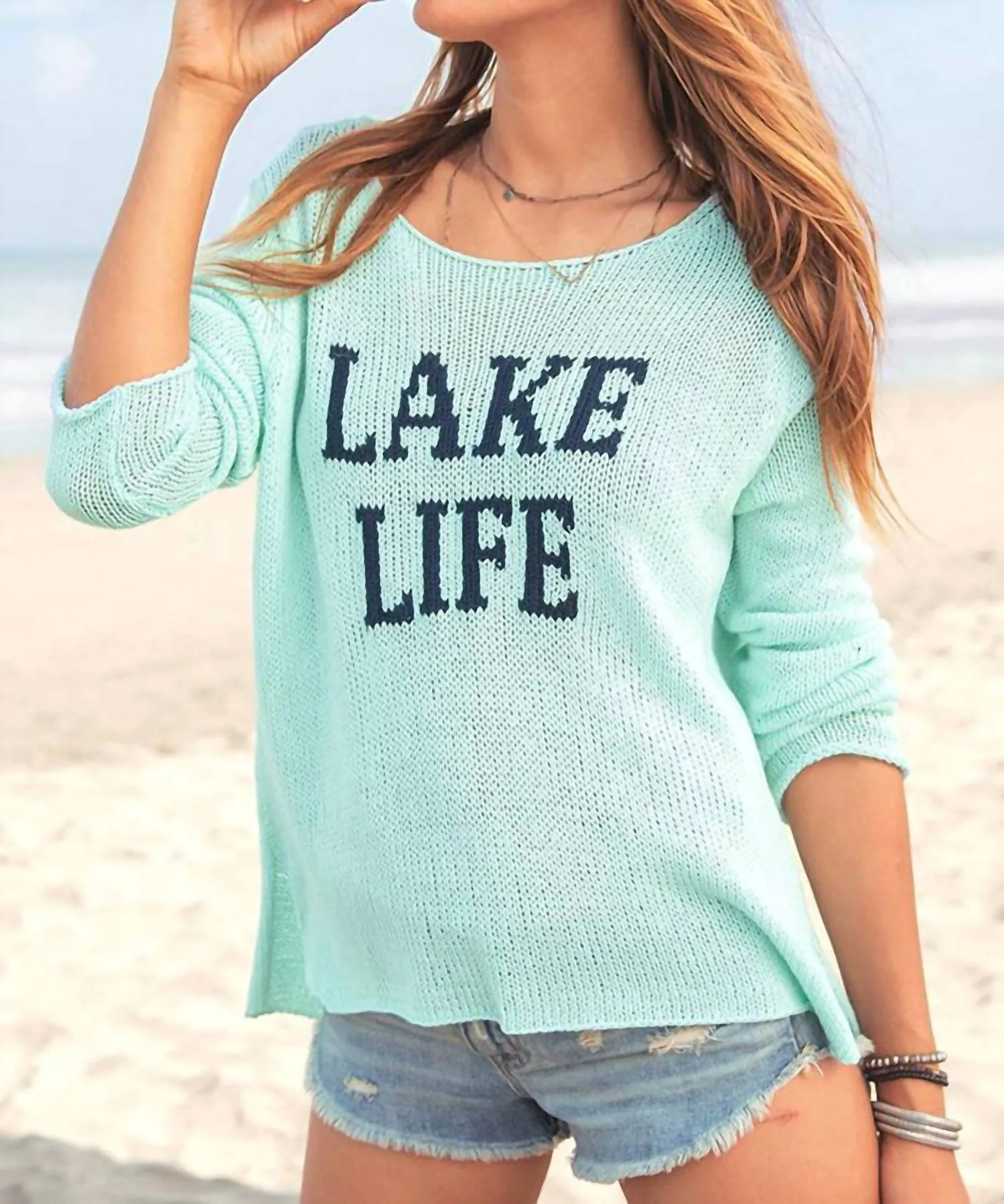 Pull en coton Lake Life Crew - Piscine Hockney/bleu indigo foncé