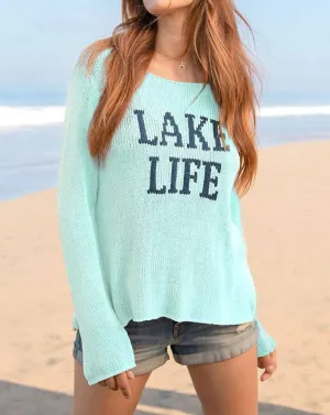 Pull en coton Lake Life Crew - Piscine Hockney/bleu indigo foncé
