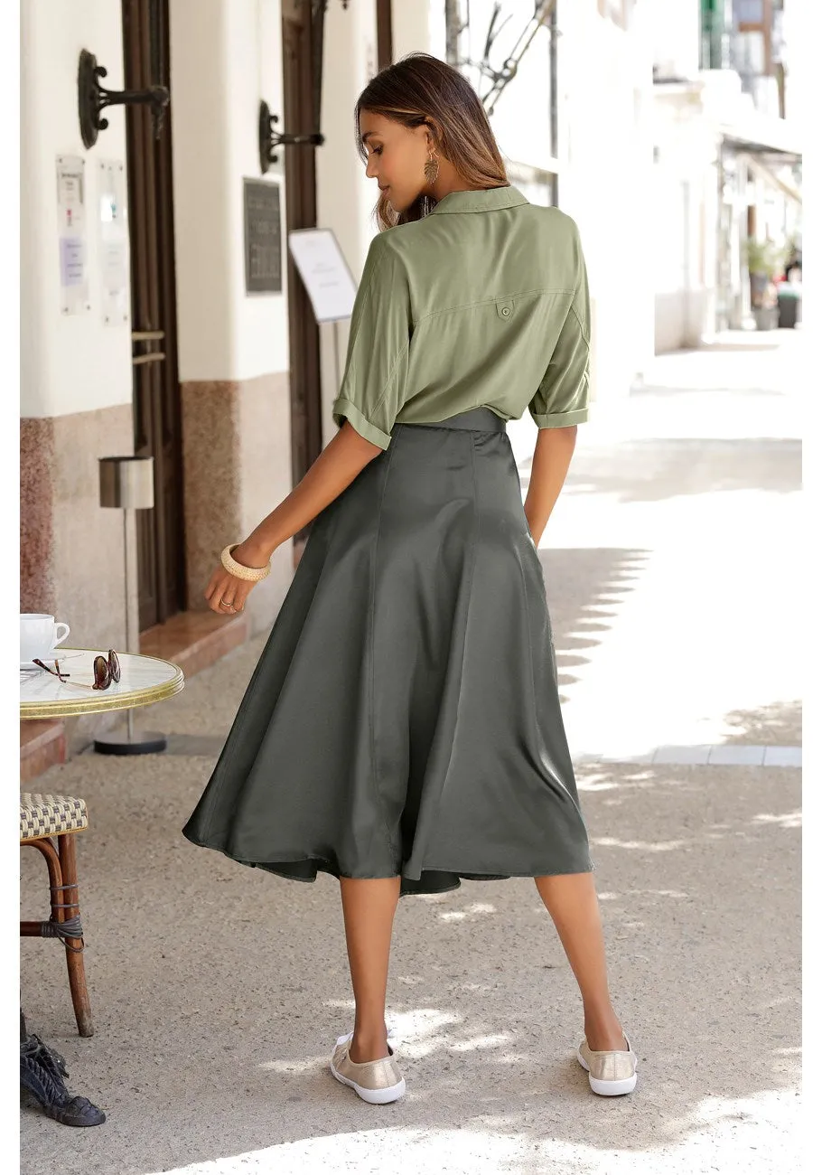 Jupe mi-longue satinée pour femme LASCANA