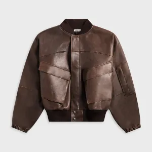 Auralee Lamb Leather Flight Blouson - Brown Comfortable Basic Socks Drape Finish
