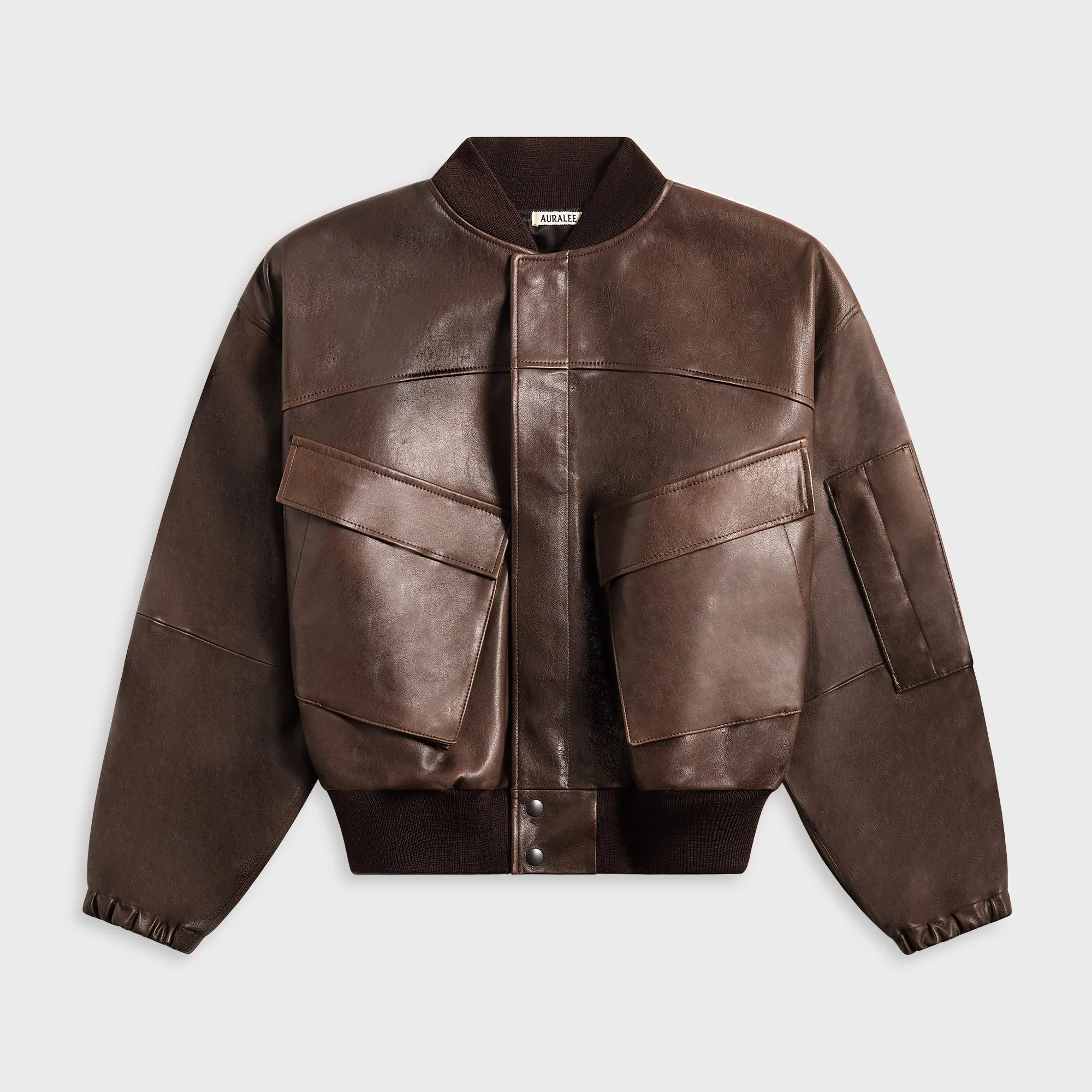 Auralee Lamb Leather Flight Blouson - Brown Comfortable Basic Socks Drape Finish