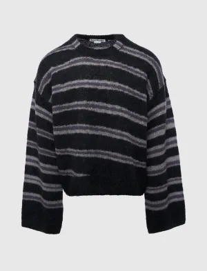 Sports Wear Design Striped Knit Top